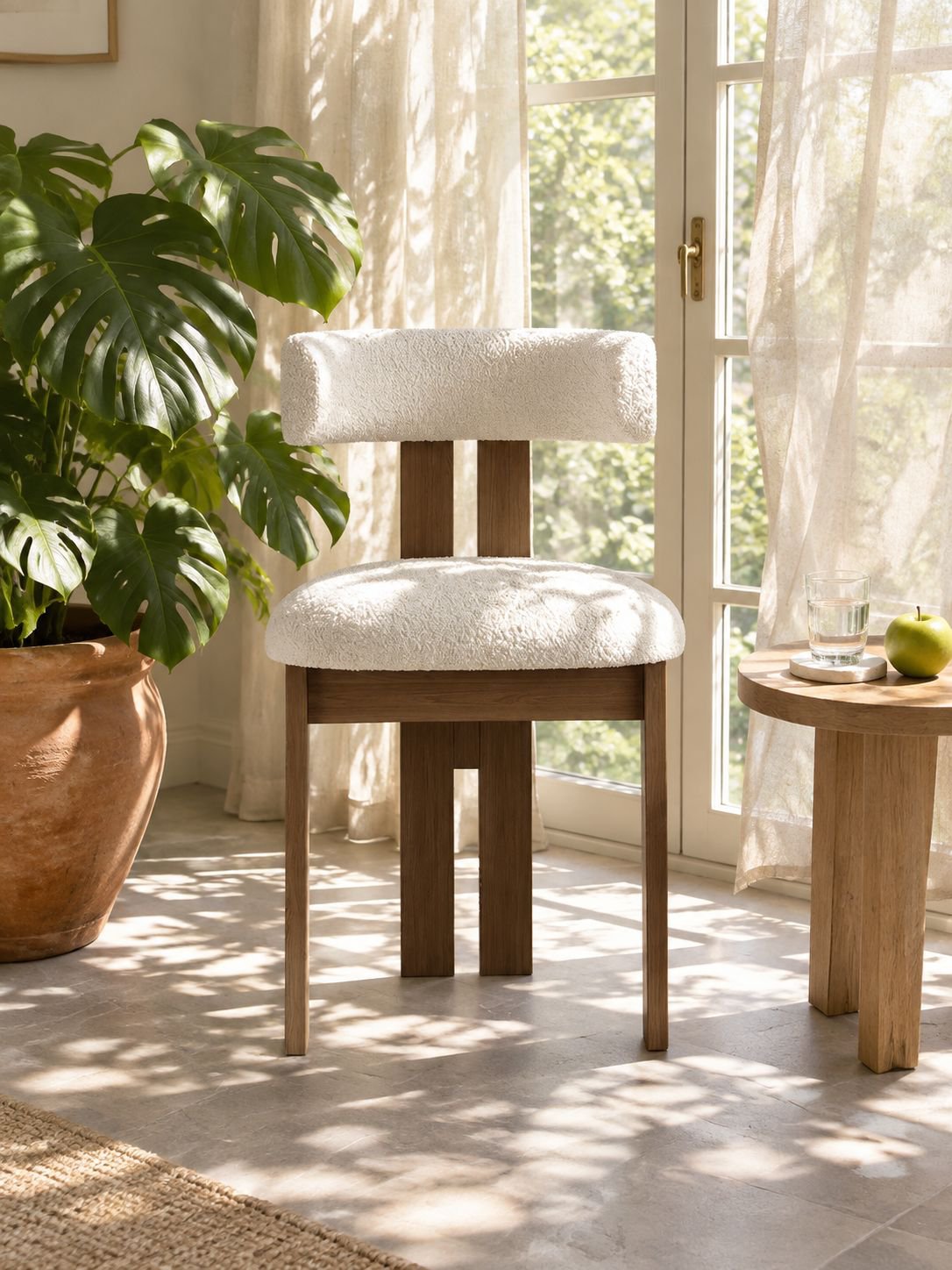 Front view of a vintage solid wood chair