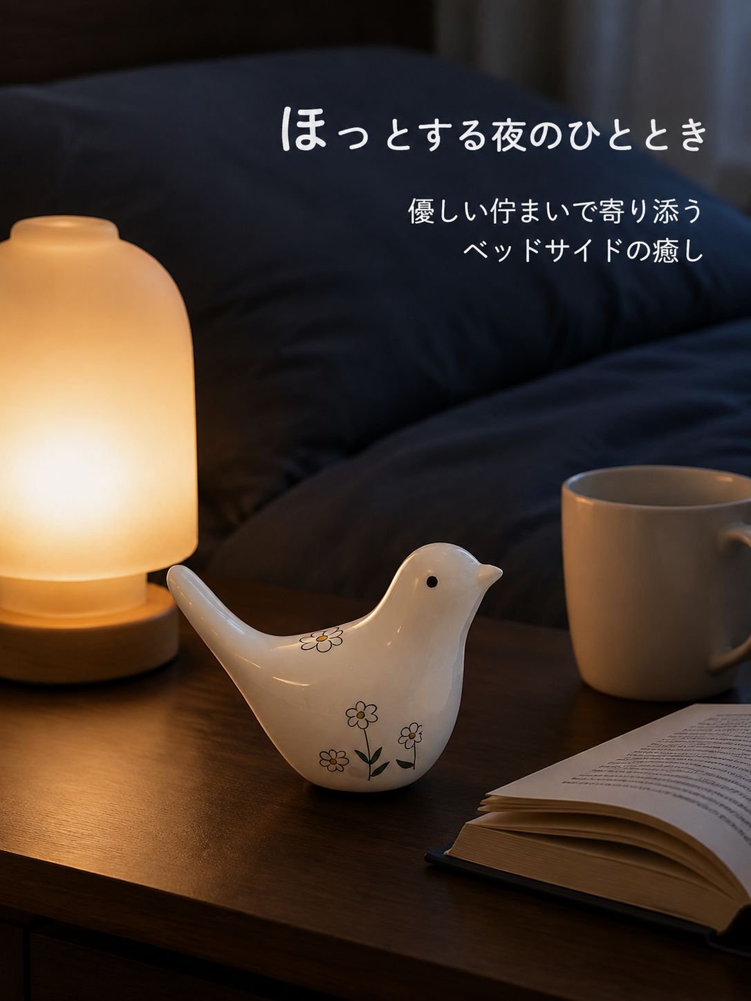 陶器製の手描き鳥の置物