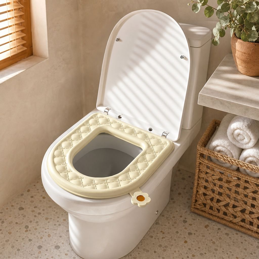 Cojín de inodoro aromático, grueso, impermeable, lavable, con mango, apto para todo el año