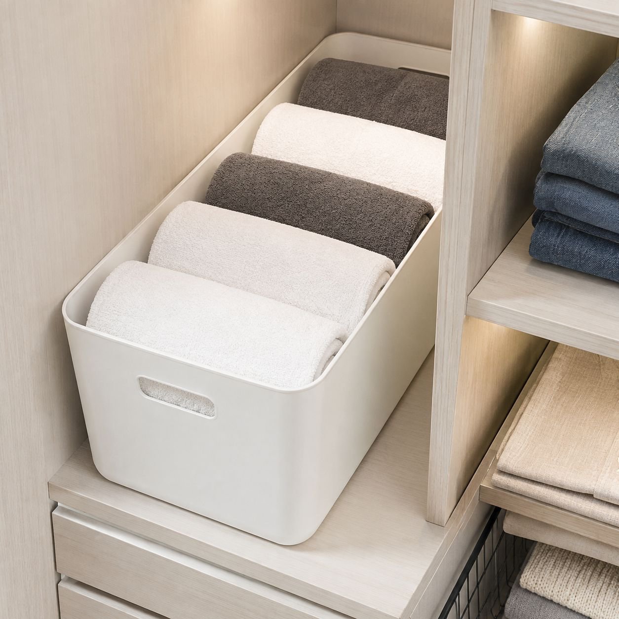 Plastic organizer box used for office supplies
