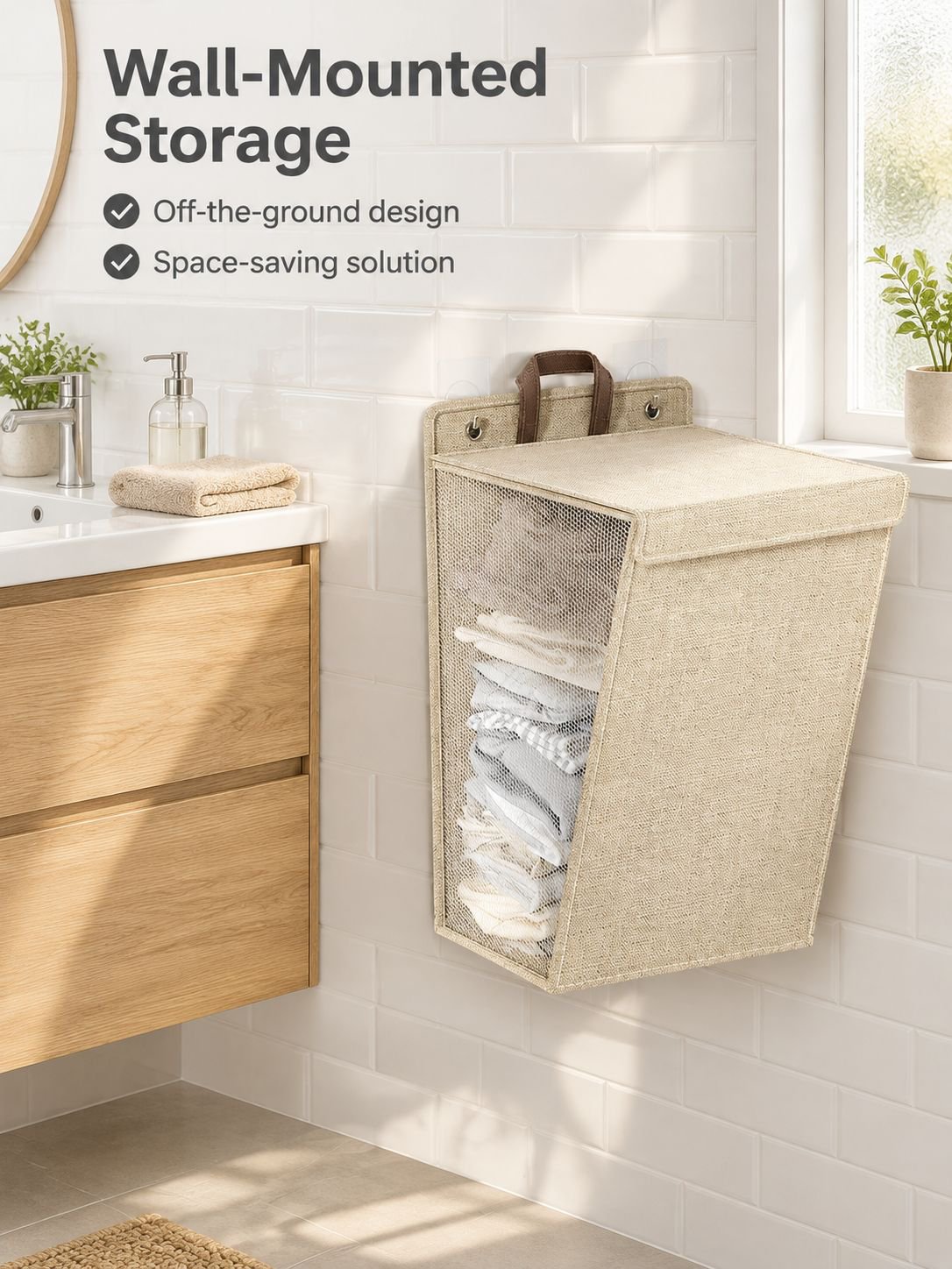 Cotton and linen dirty clothes basket foldable