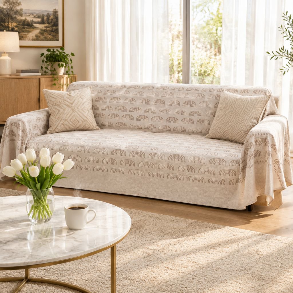 Luxury sofa protector designed to fit various sofa sizes