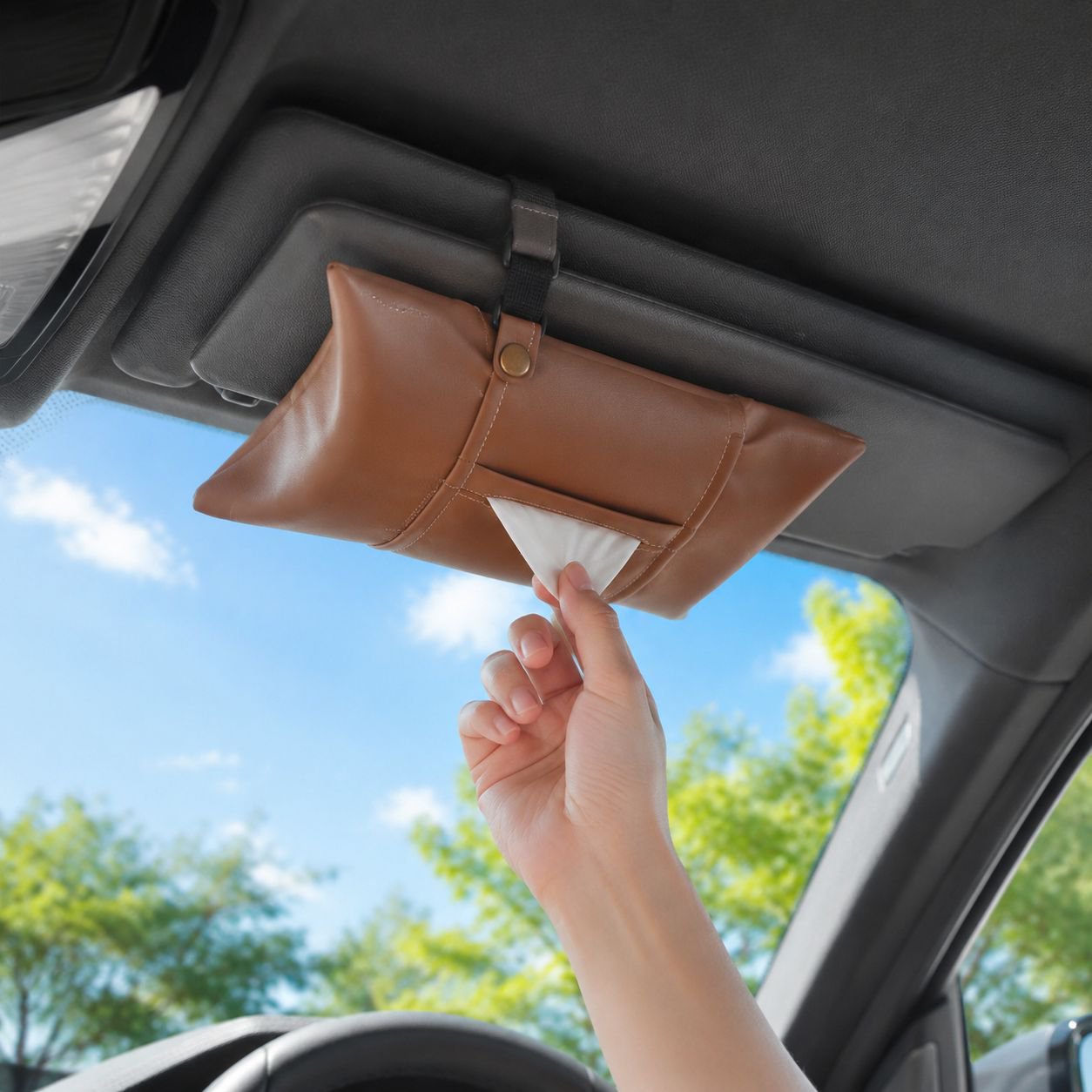 Multipurpose Car Tissue Box for Armrest, Sun Visor, and Seat Installation