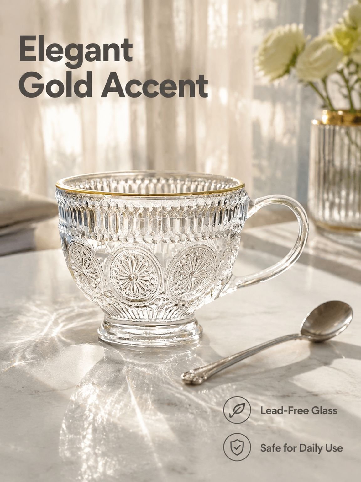 Household Clear Glass Breakfast Mug