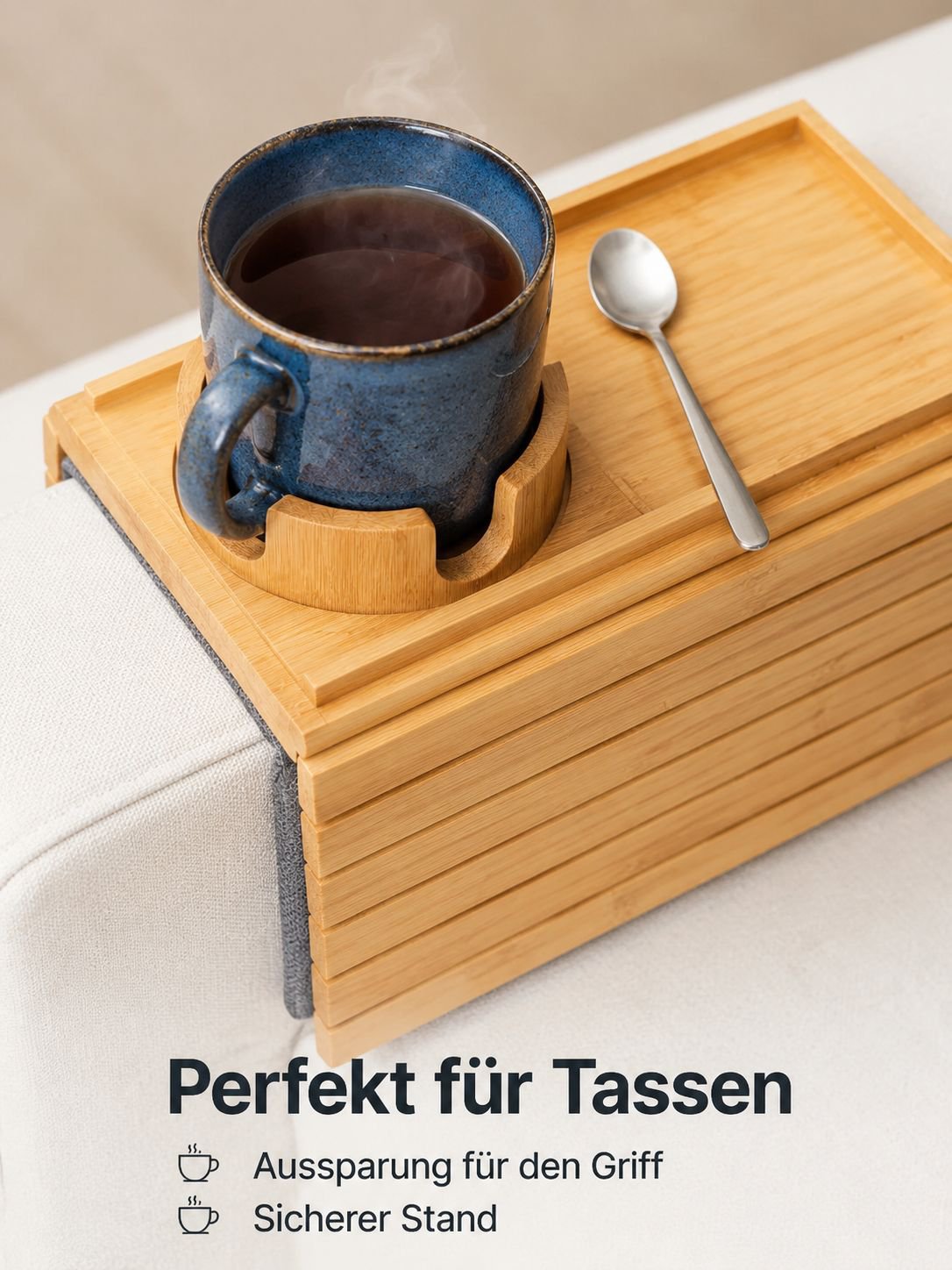 Tablett für Sofas aus Holz, Armlehnentablett für Sitzsäcke, tragbares, faltbares Magnettablett, quad