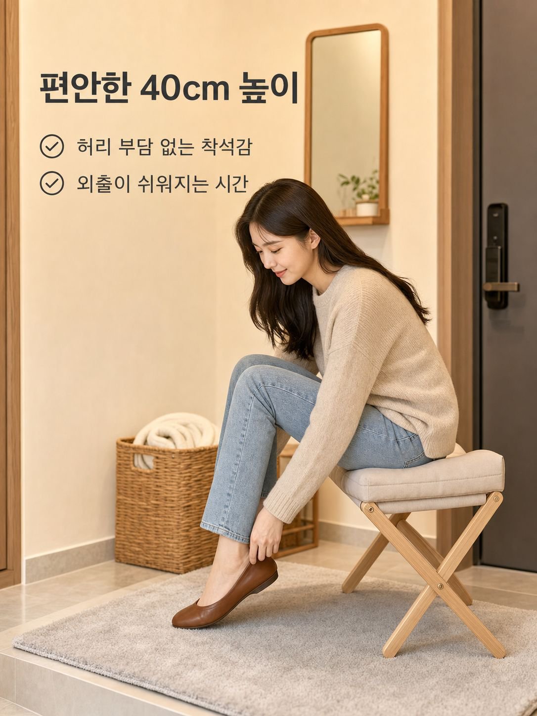 원목 신발 갈아입기용 의자