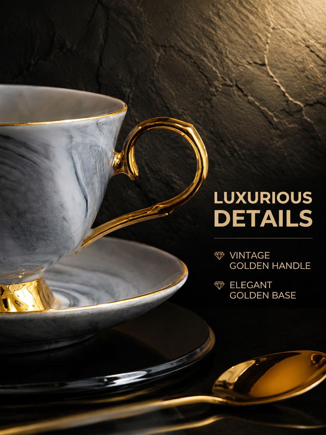 Luxury Marble Style Ceramic Coffee Mug Set