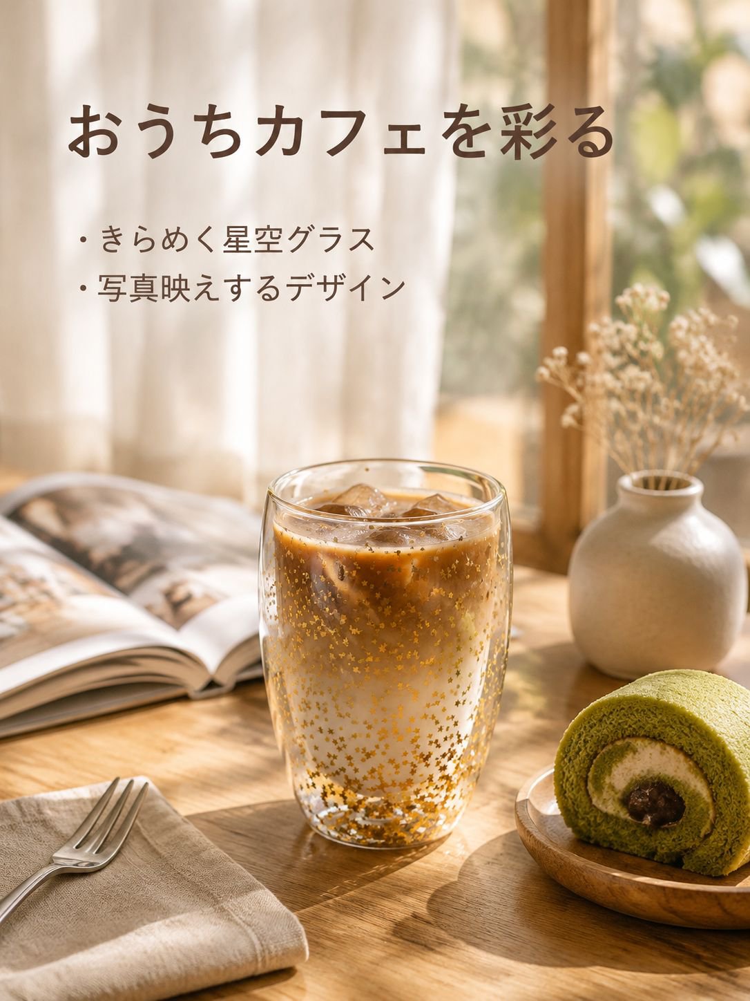二重構造ホウケイ酸ガラス保温コーヒーカップ