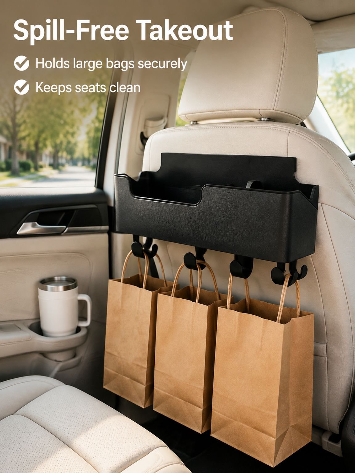 Car tissue box with hooks