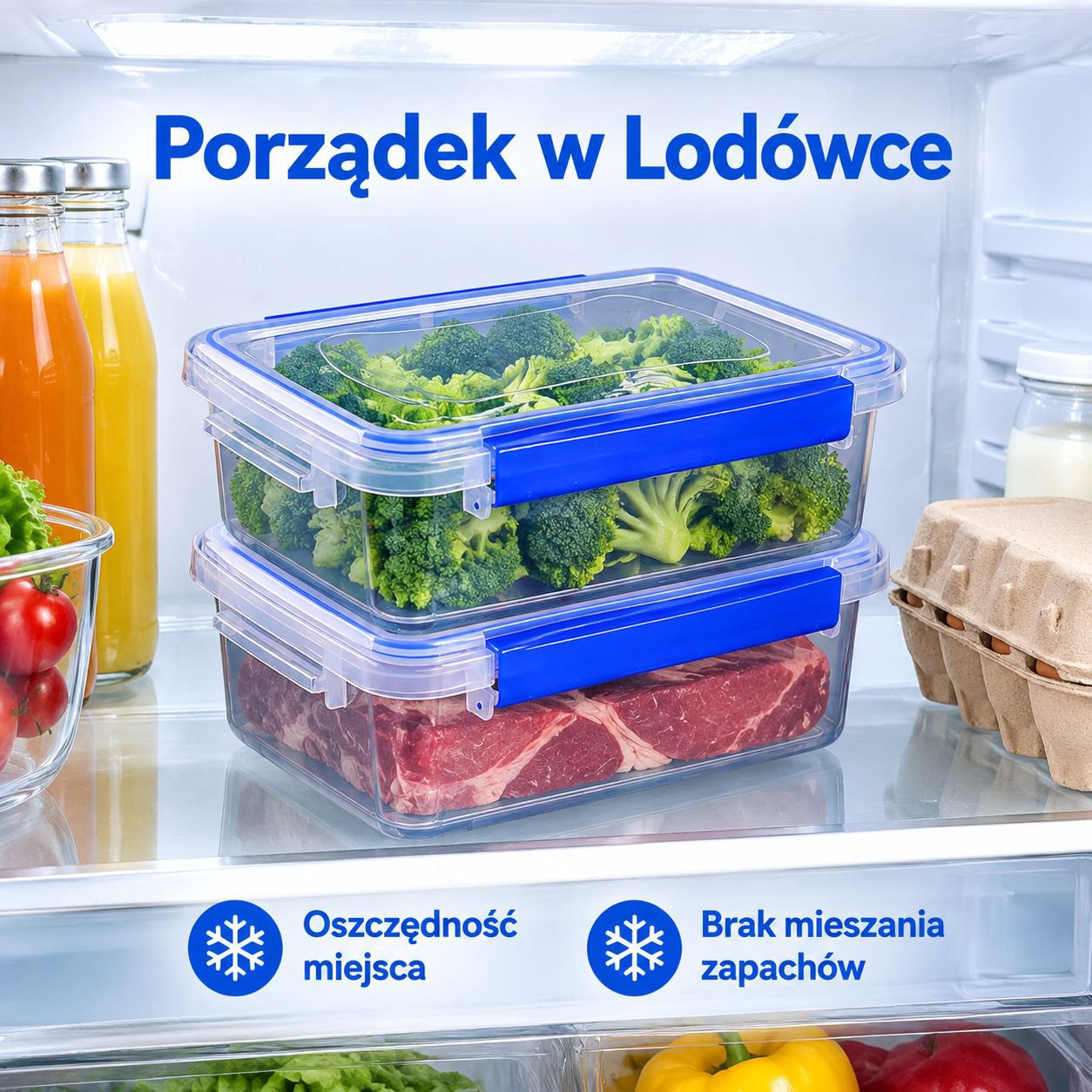 Prostokątne plastikowe pojemniki na żywność