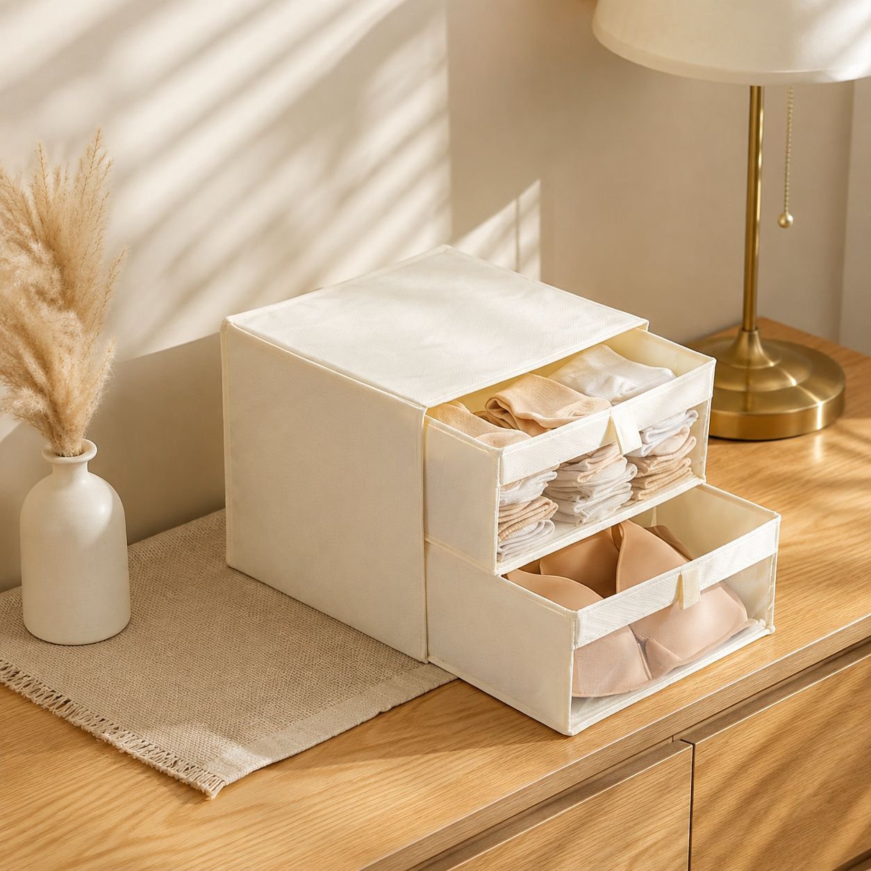 Boîte de rangement pliable en coton et lin pour vêtements, tiroir de rangement