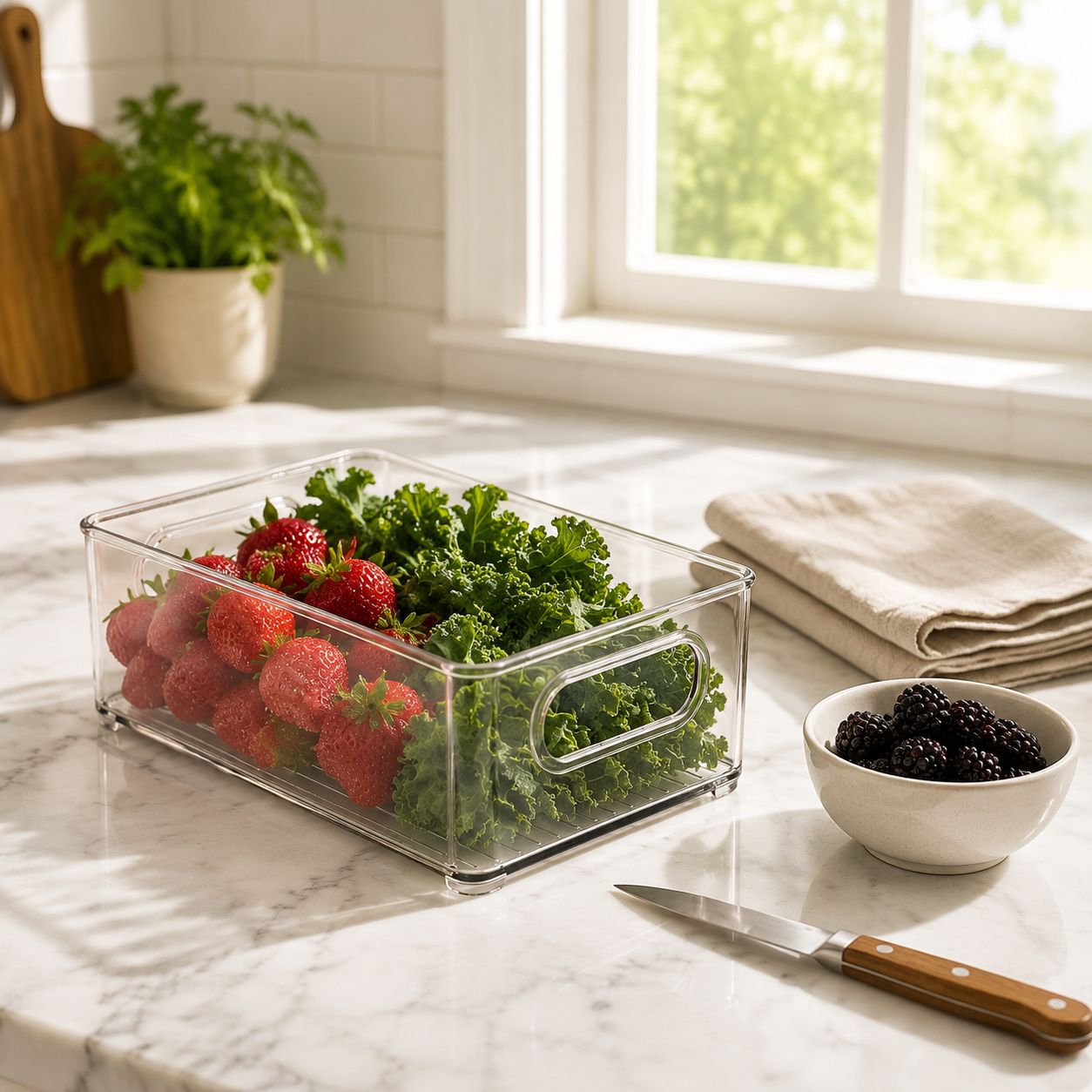 Stackable Clear Acrylic Food Storage Box Household Organizer Bin