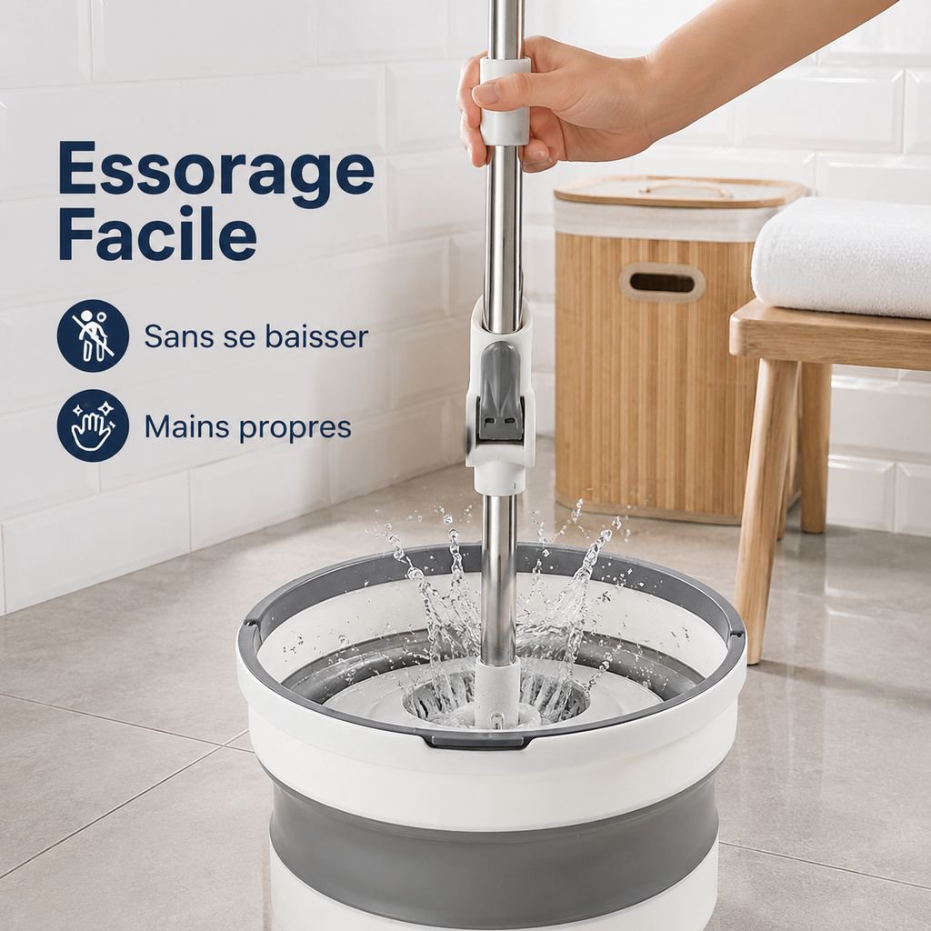 Nouvelle serpillière rotative pliable