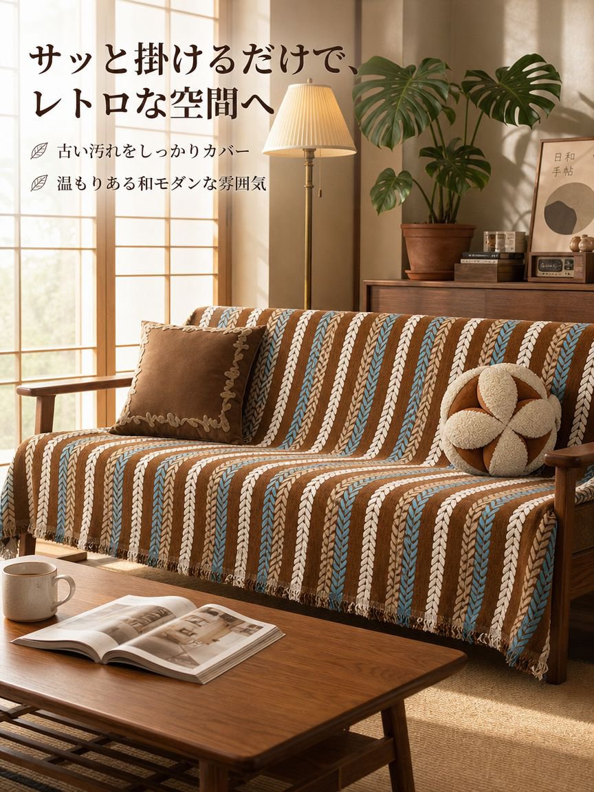 レトロスタイルソファカバー