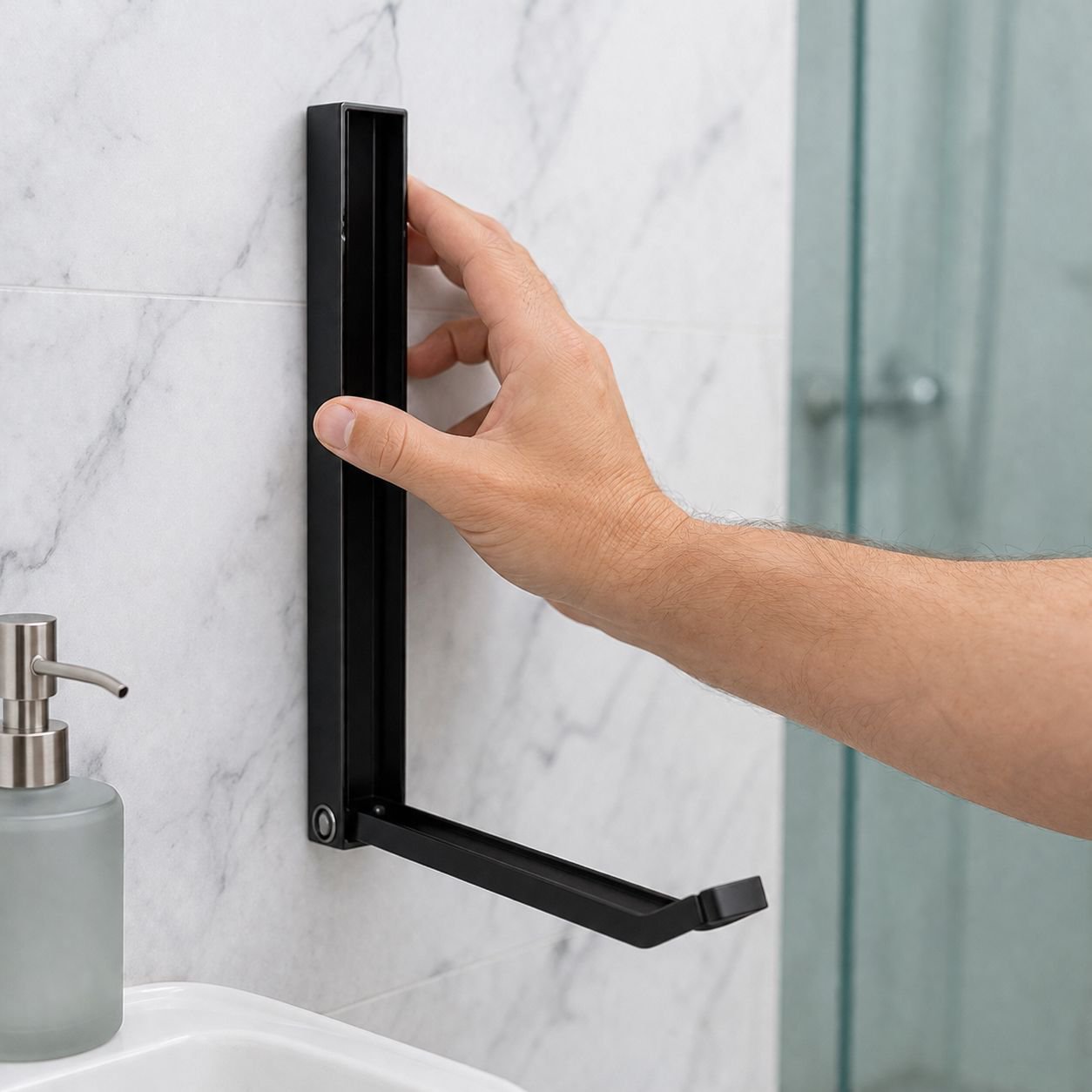 Home No-Drill Wall-Mounted Foldable Hanger with Clip Storage Rack