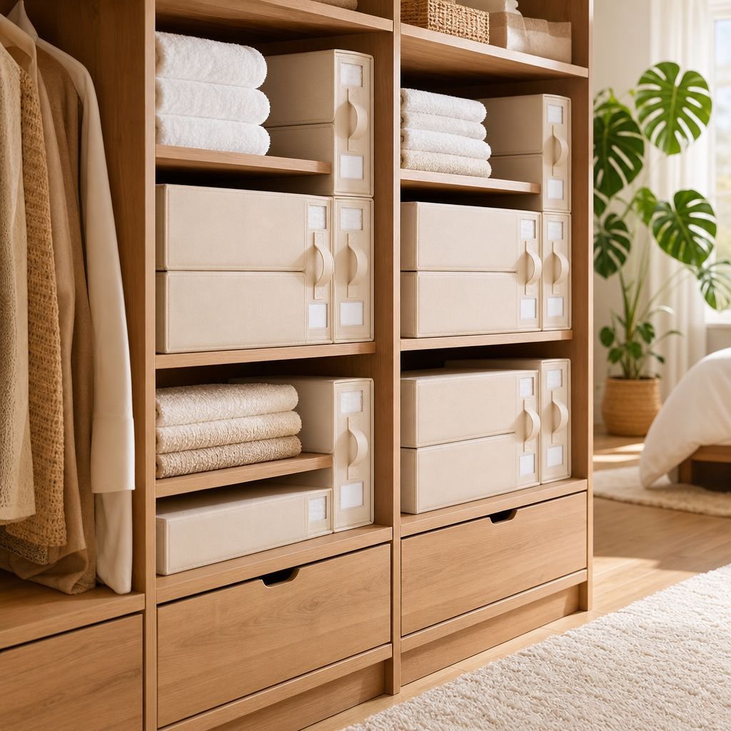 Stackable large capacity storage bins for bedroom