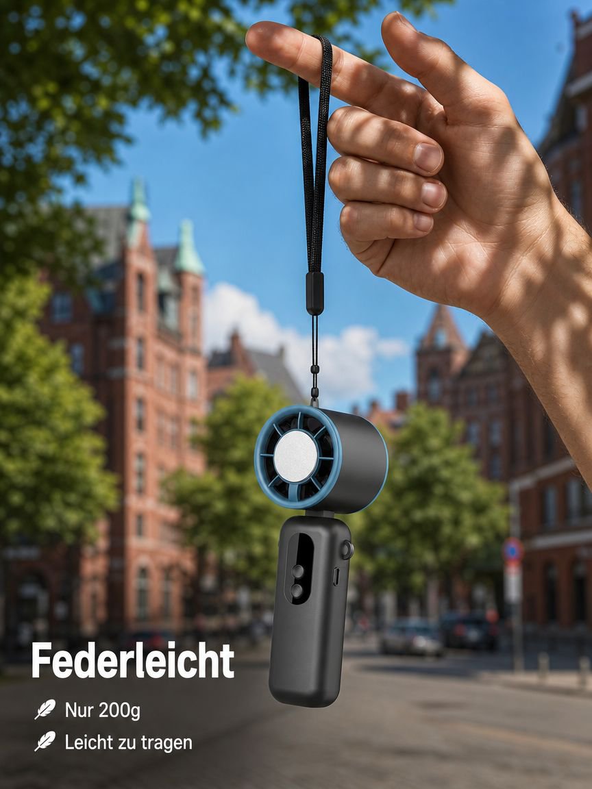Tragbarer Handventilator für den Außenbereich, um den Hals hängender Ventilator