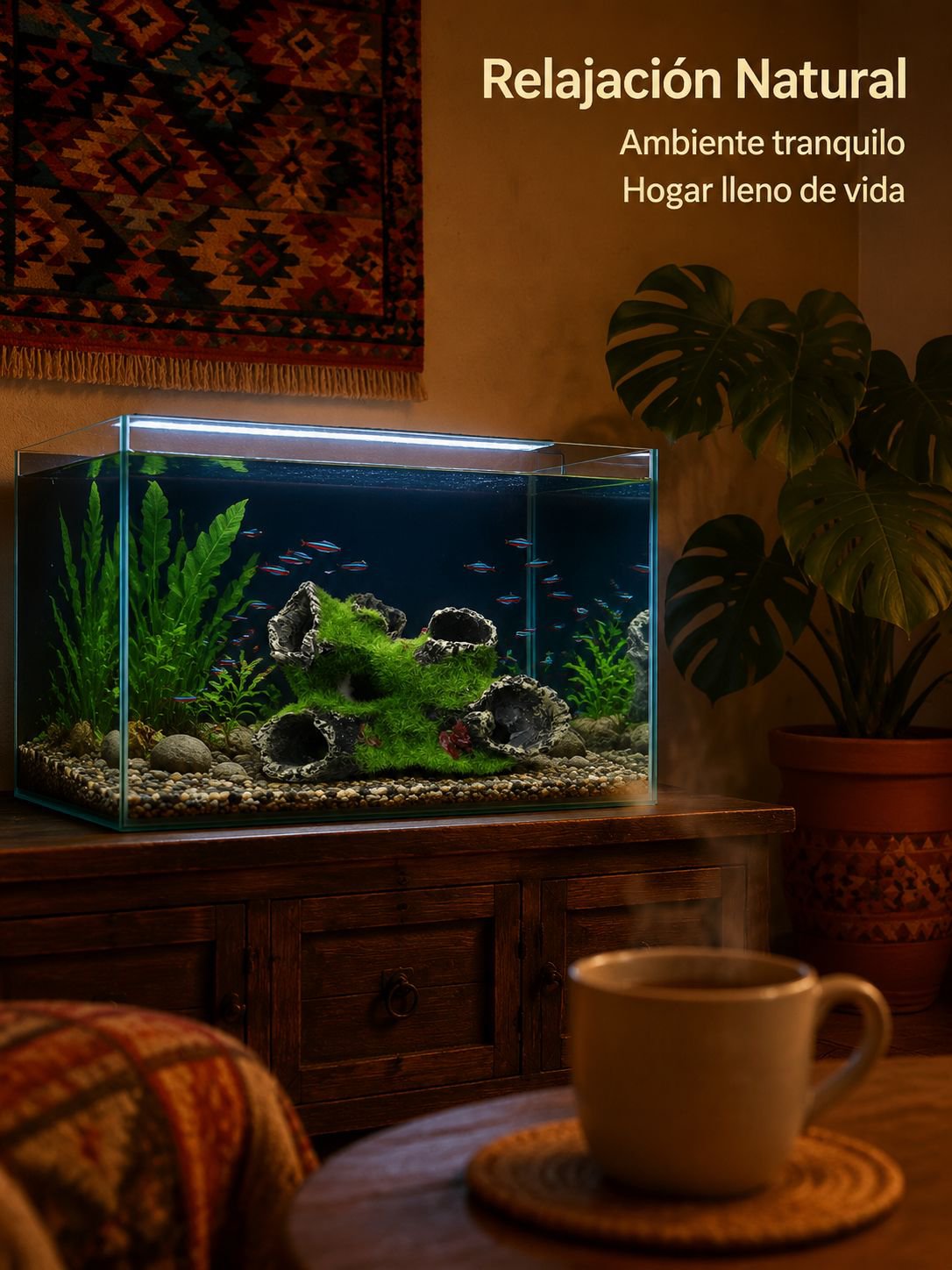 Adorno simulado para paisajismo de acuario
