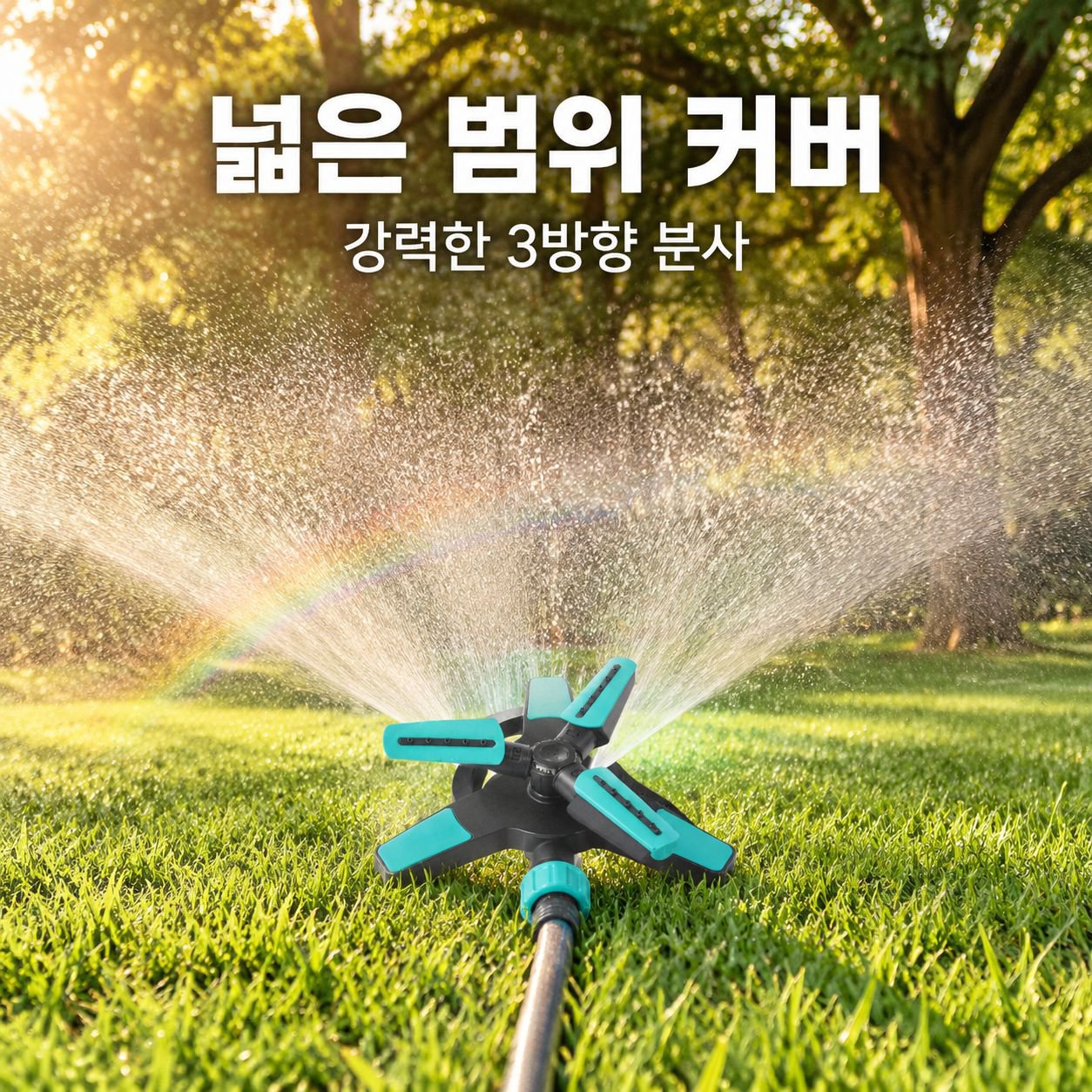 360도 자동 회전 3구 스프링클러 헤드 관개 장치
