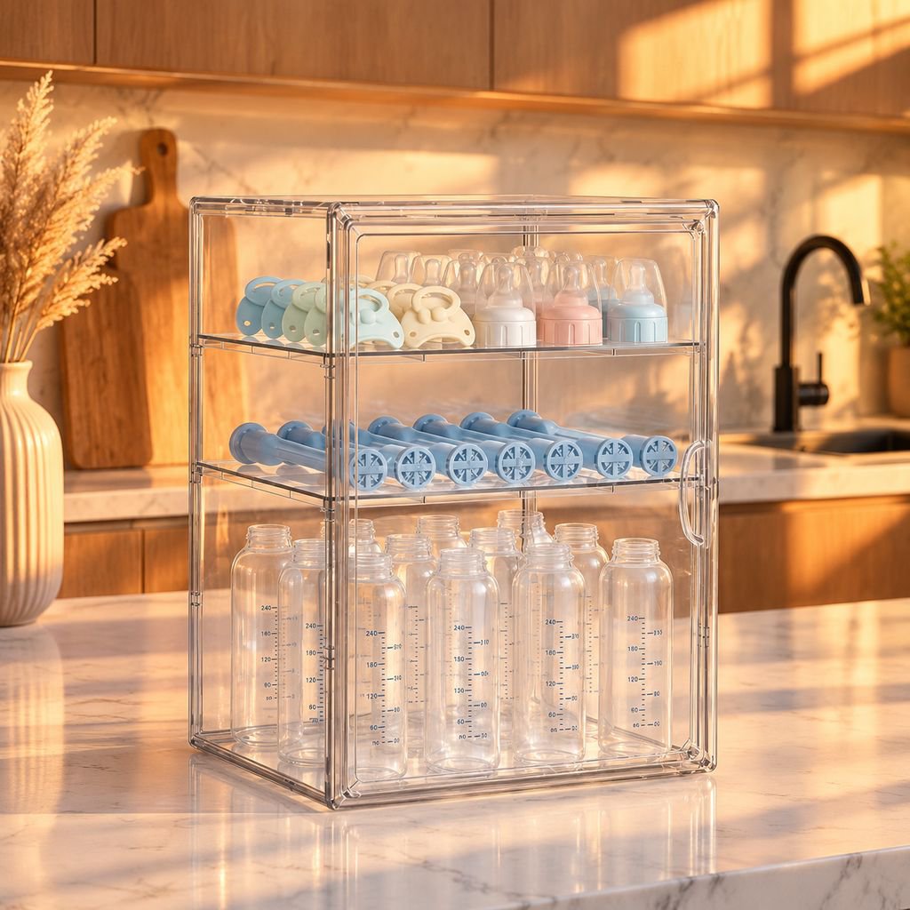 Spacious and dust-free baby essentials organizer shelf