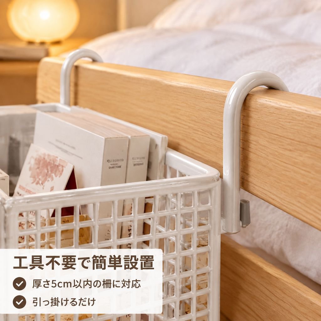 寮用ベッドサイド吊りバスケット収納ラック