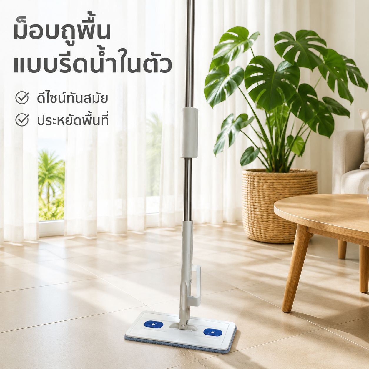 ไม้ถูพื้นอัตโนมัติไม่ต้องซักมือ