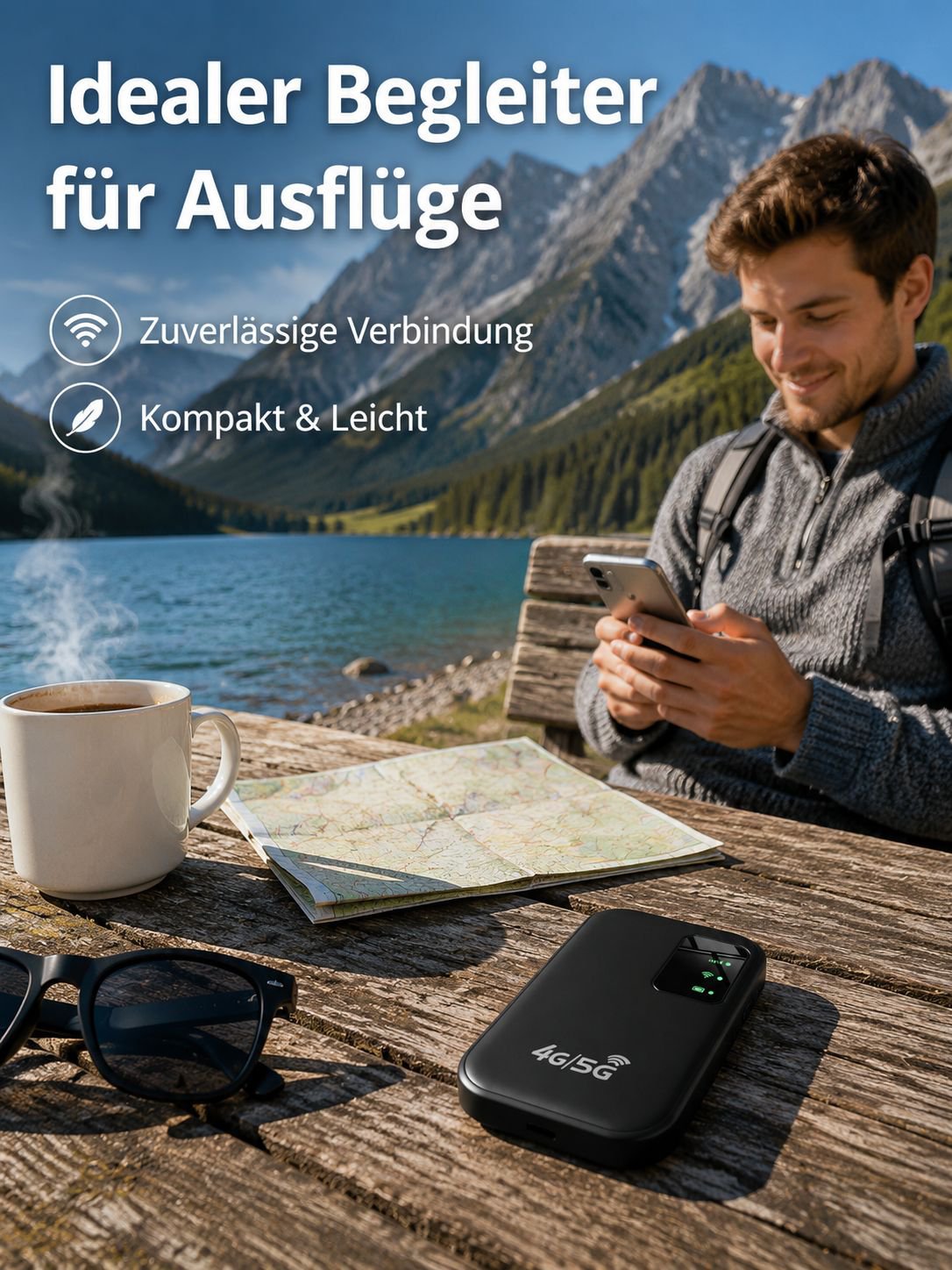 Intelligenter tragbarer WLAN-Hotspot, kostenloses Highspeed-Internet genießen