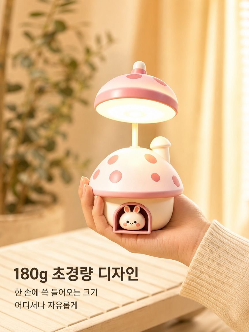 버섯집 토끼 미니 스탠드 USB 충전식