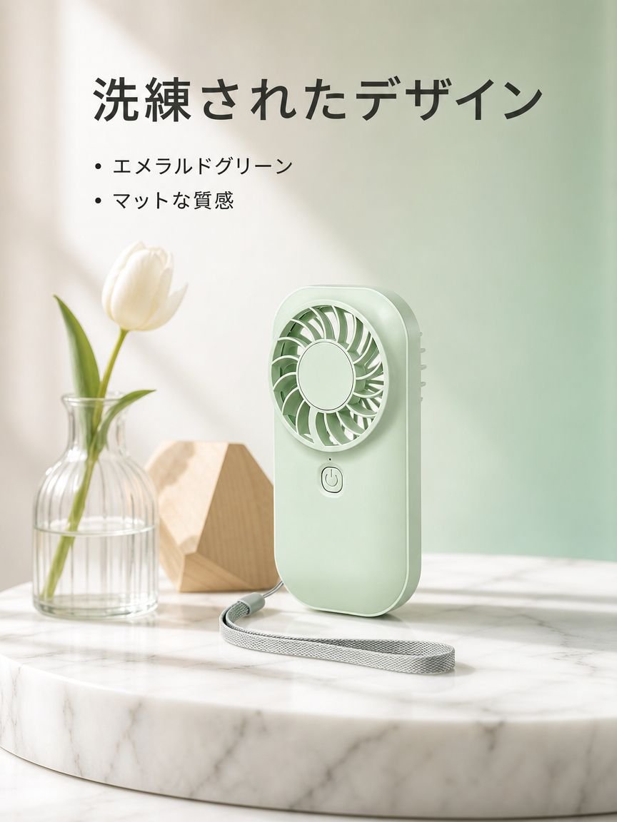 長時間バッテリー静音携帯ミニファン