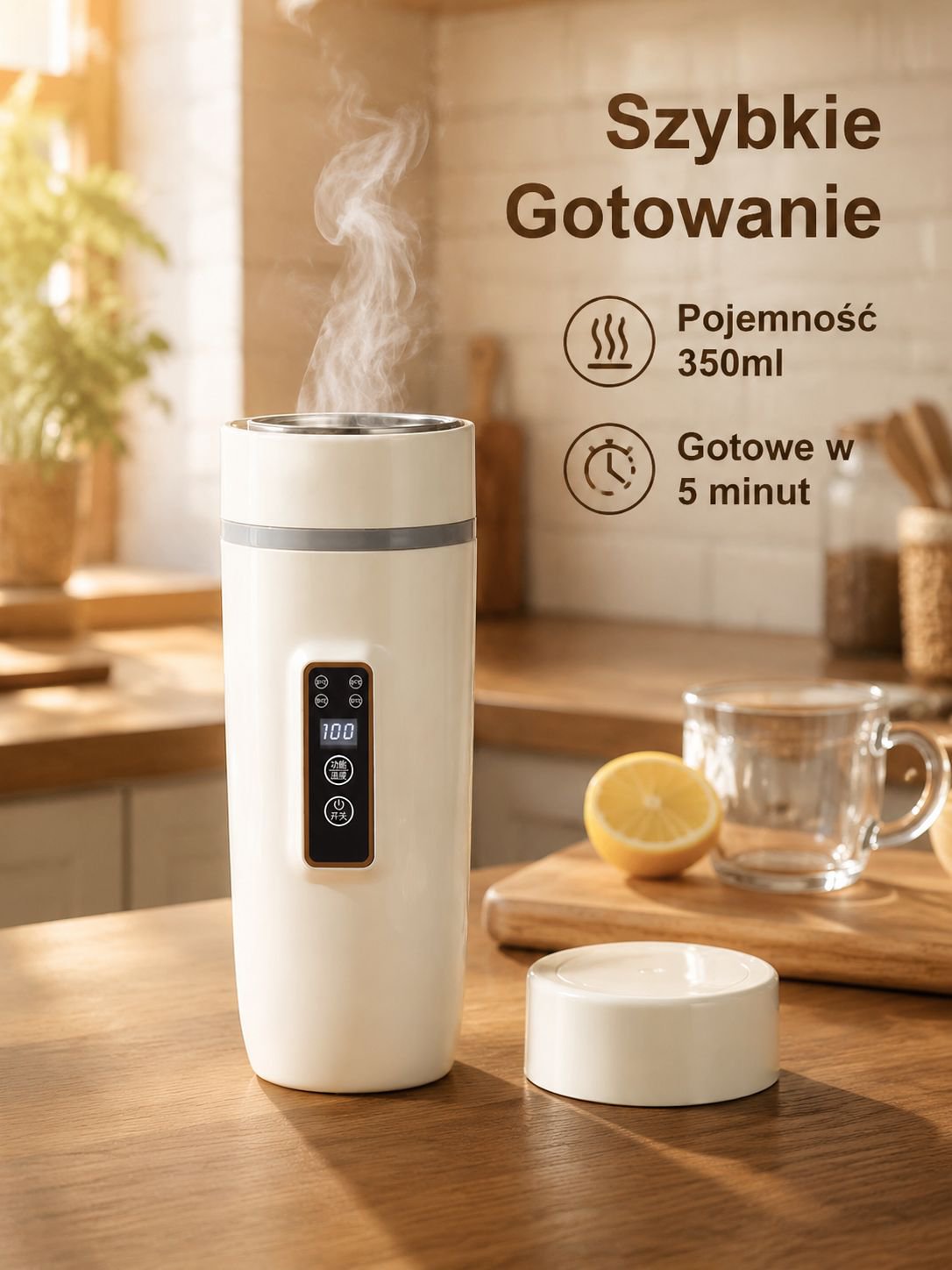 Przenośny, elektryczny kubek na gorącą wodę, wielofunkcyjny kubek na wodę 110 V, inteligentny czajni