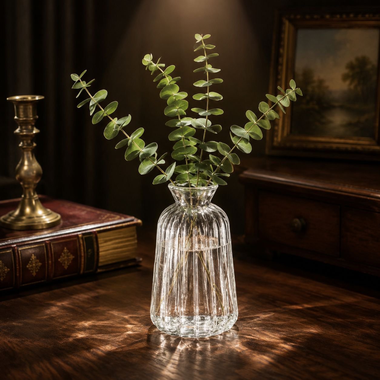 Dekorative Tischvase im französischen Retro-Stil aus geprägtem Glas, transparente Hydrokultur-Blumen