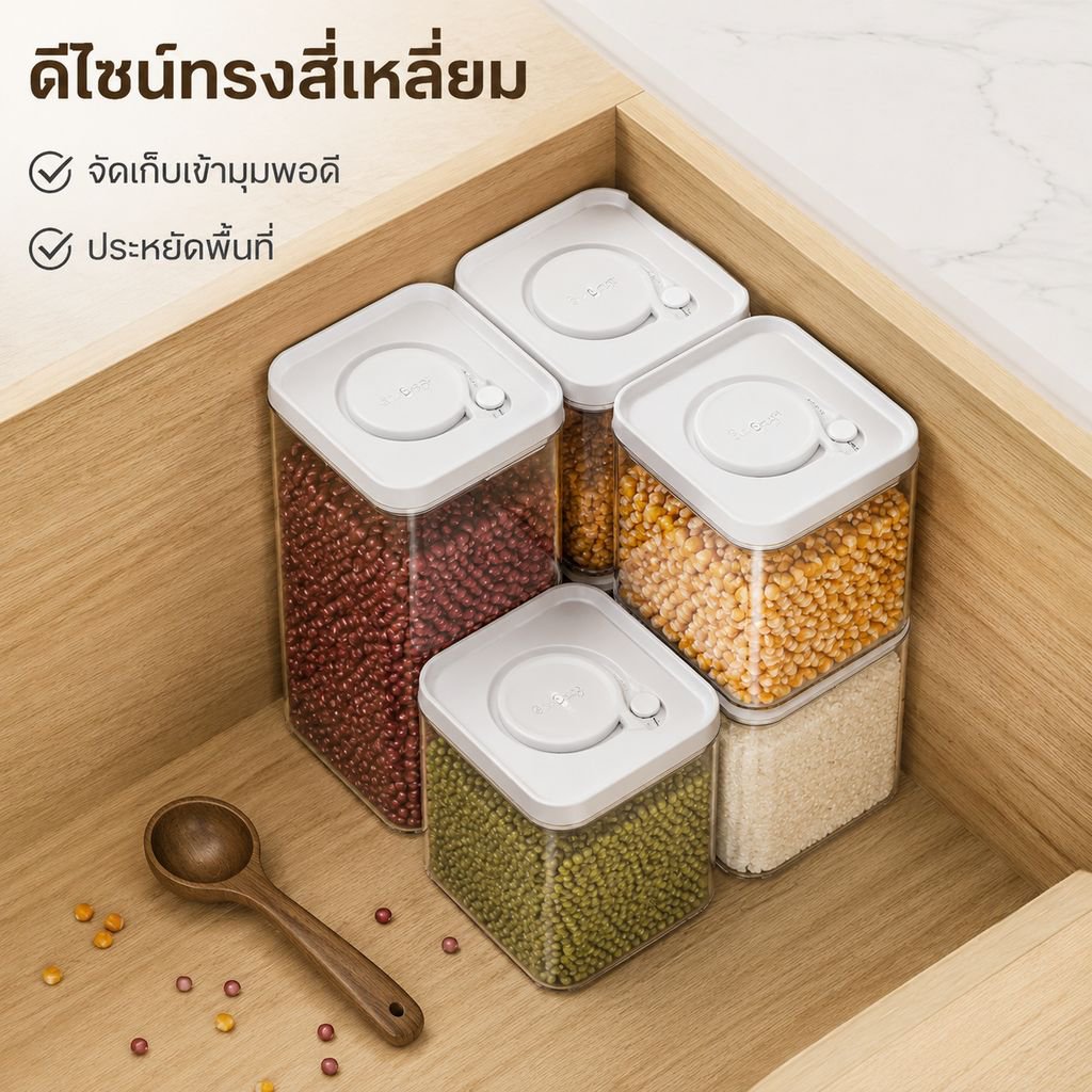 กล่องเก็บธัญพืชใสแบบกดซีลสูญญากาศพลาสติก