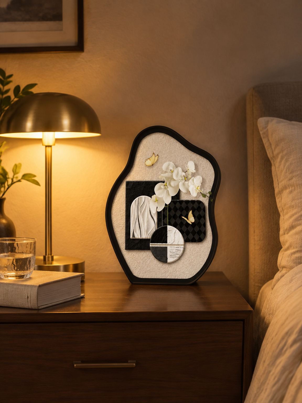 Cuadro decorativo floral de orquídeas y mariposas para hogar