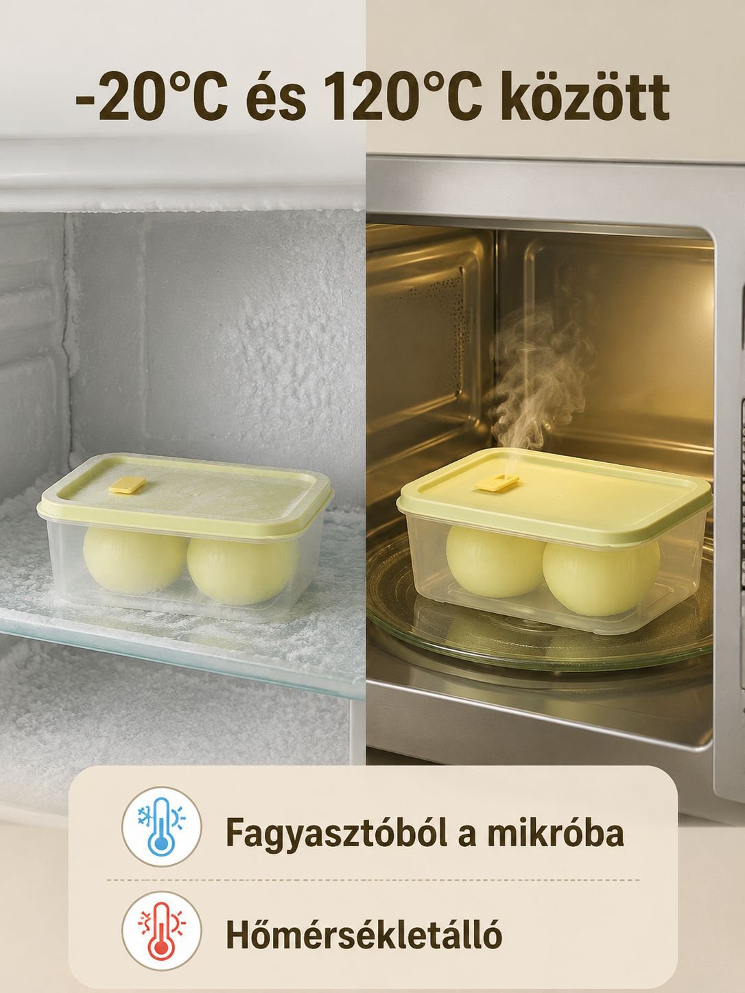 Műanyag tárolódoboz hűtőszekrénybe helyezve