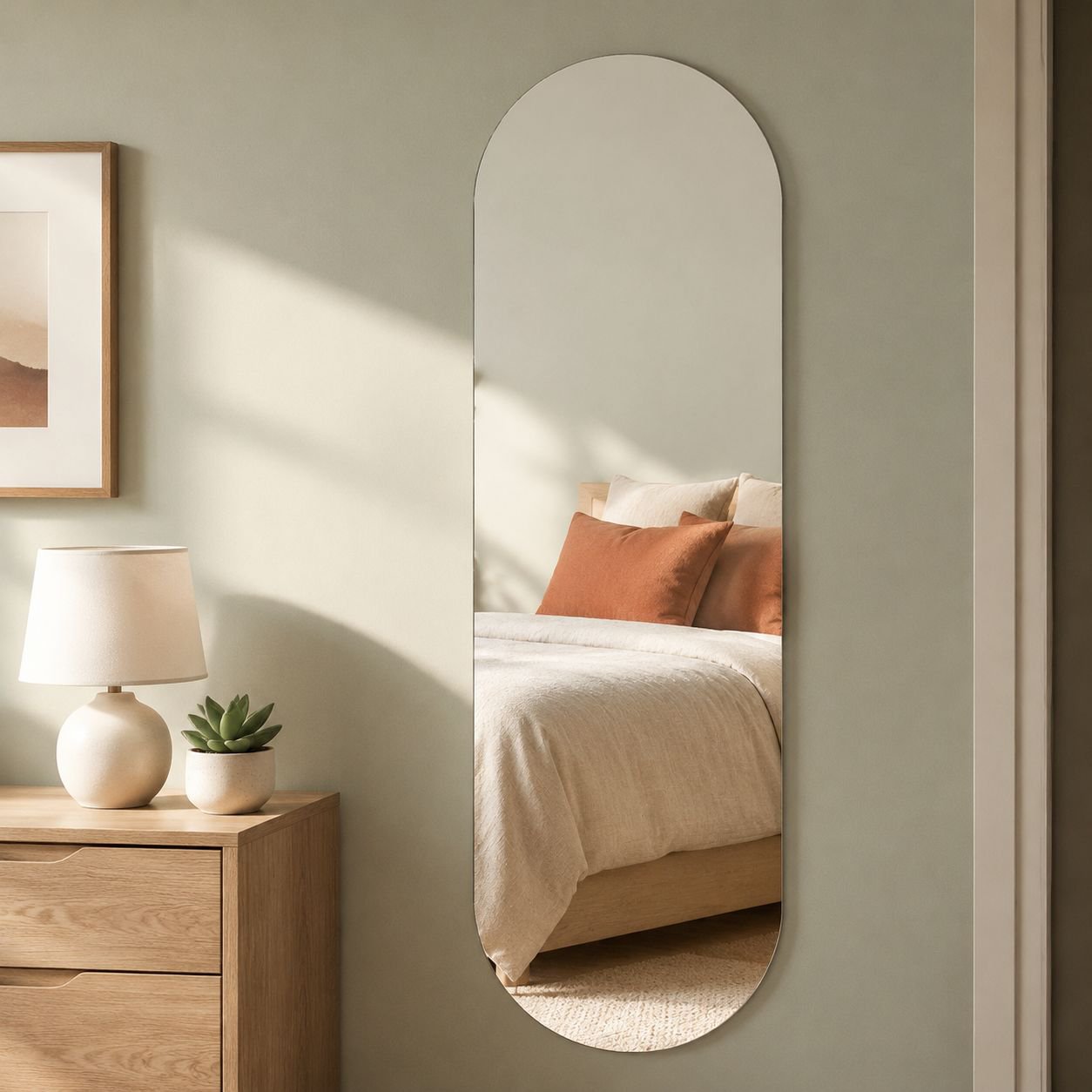 Versatile portable body mirror for bathroom or hallway