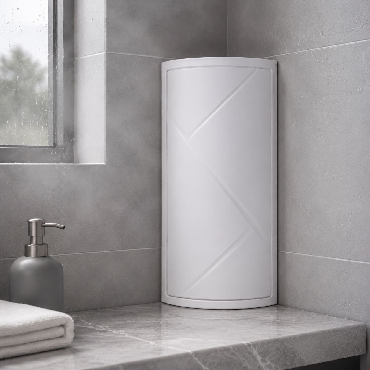 Space-Saving Triangle Corner Shelf for Bathroom
