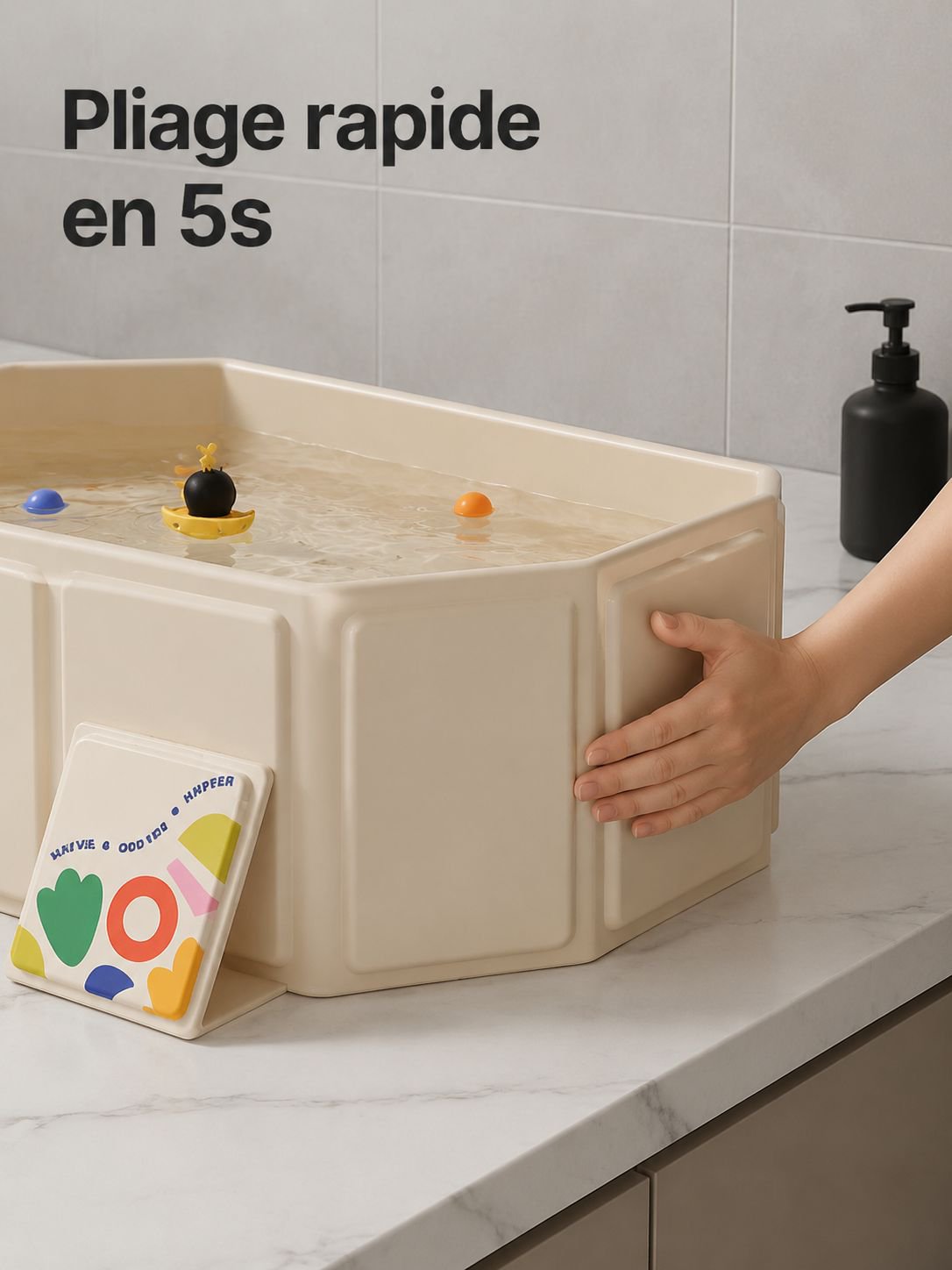 Baignoire pliable pour bébé pour nourrissons et tout-petits avec base antidérapante, facile à ranger