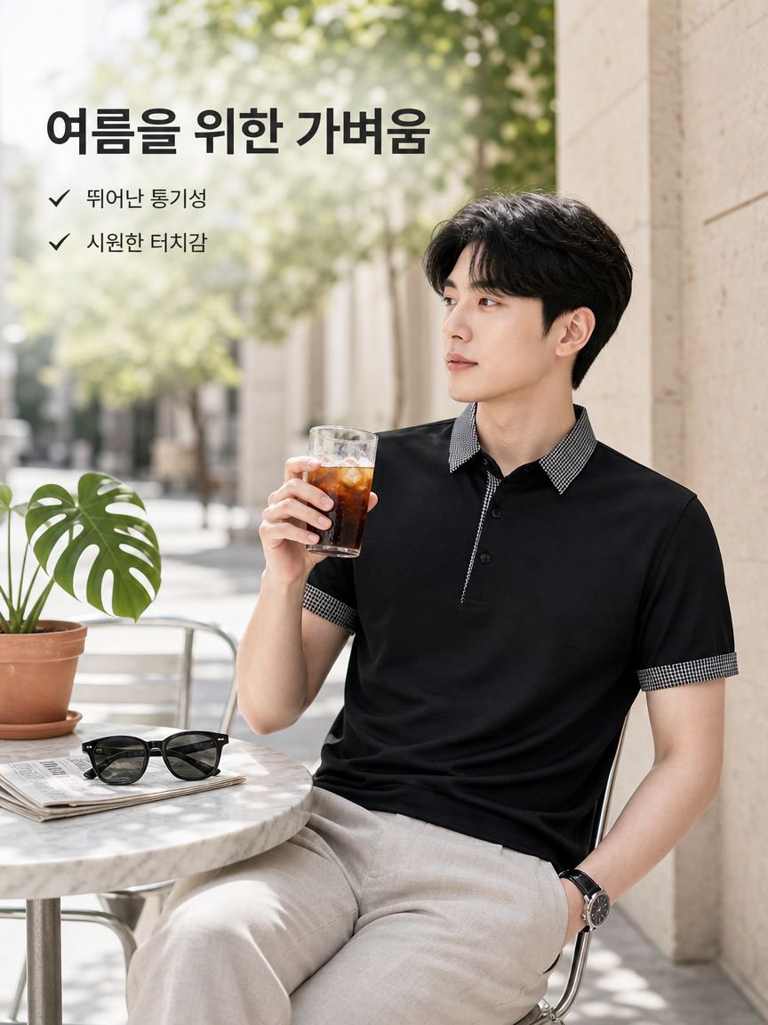 얇은 남성 칼라 반팔 티셔츠 여름 이너 남자 상의