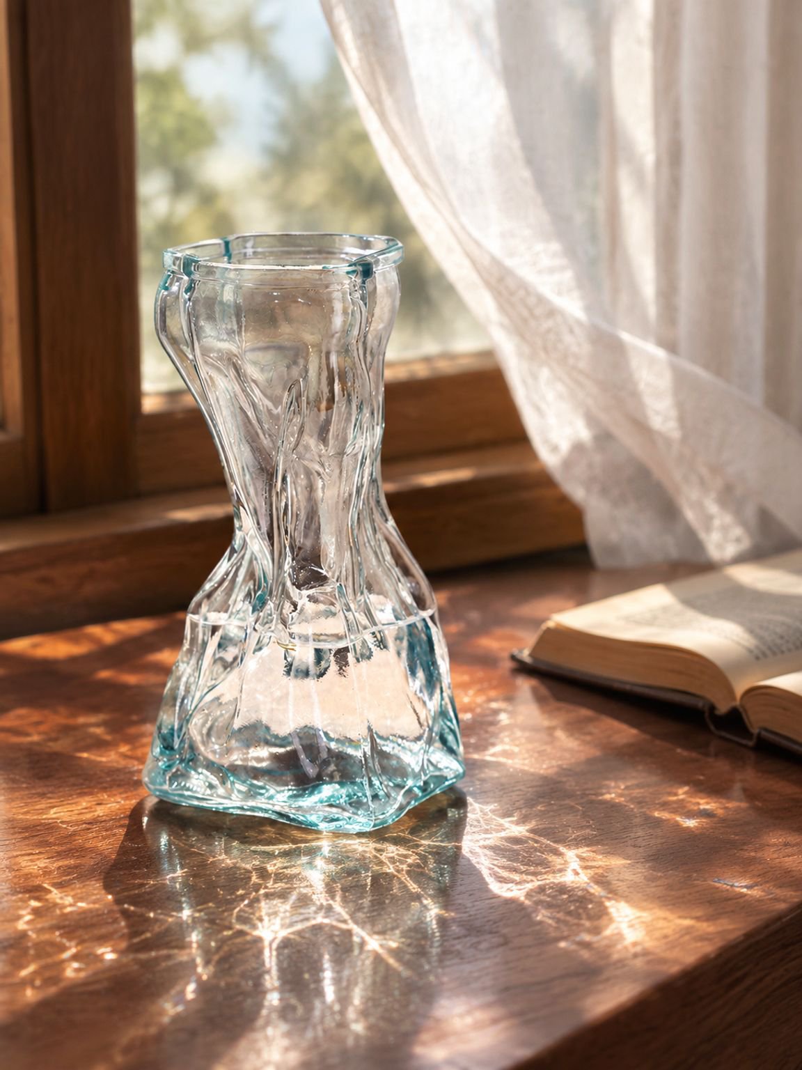 Glass Vase Decoration Irregular Transparent for Living Room Floral Arrangement