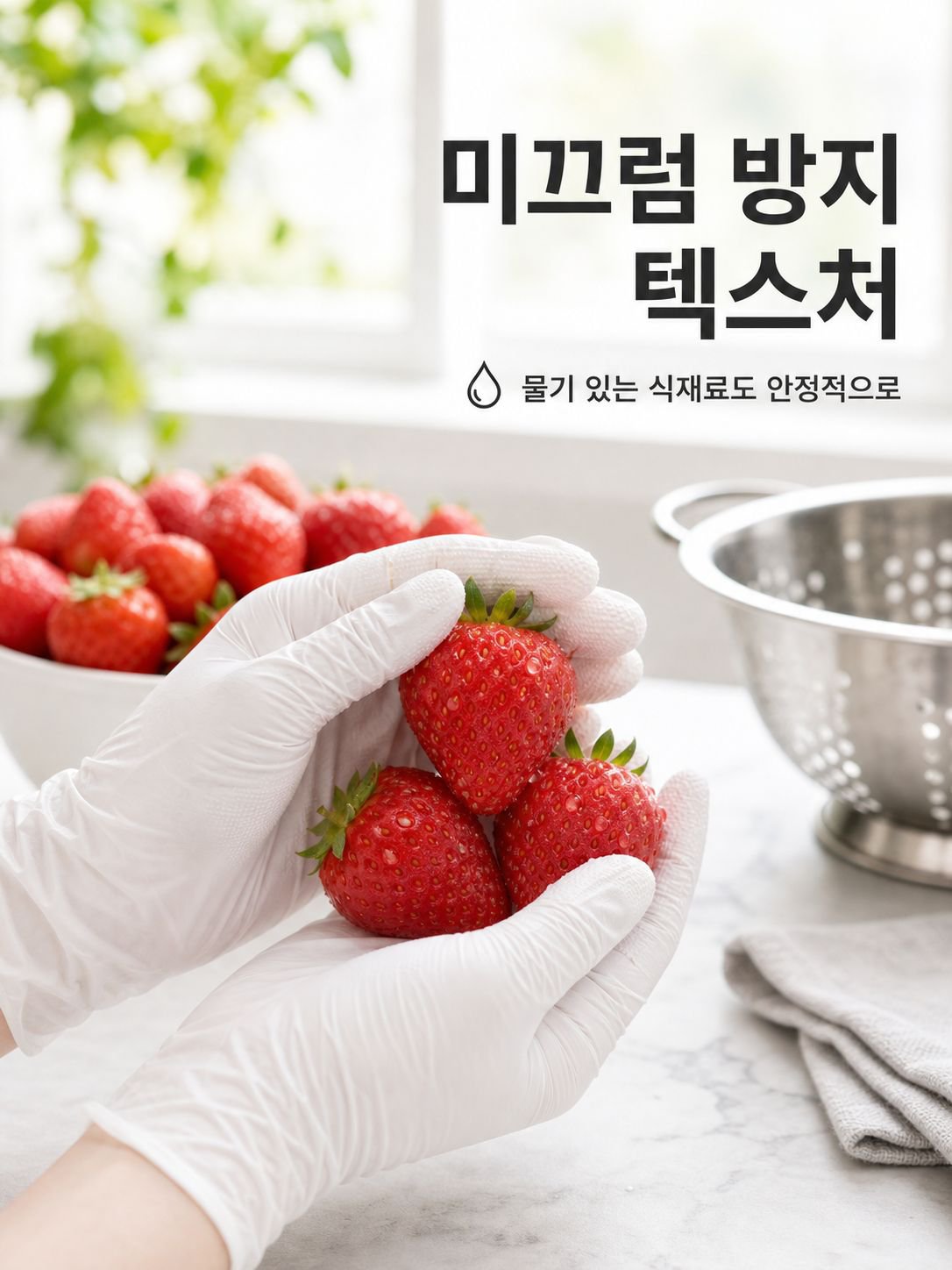 니트릴 파우더프리 일회용 장갑, 화이트, 얇은 타입, 미끄럼 방지 손끝, 100매입