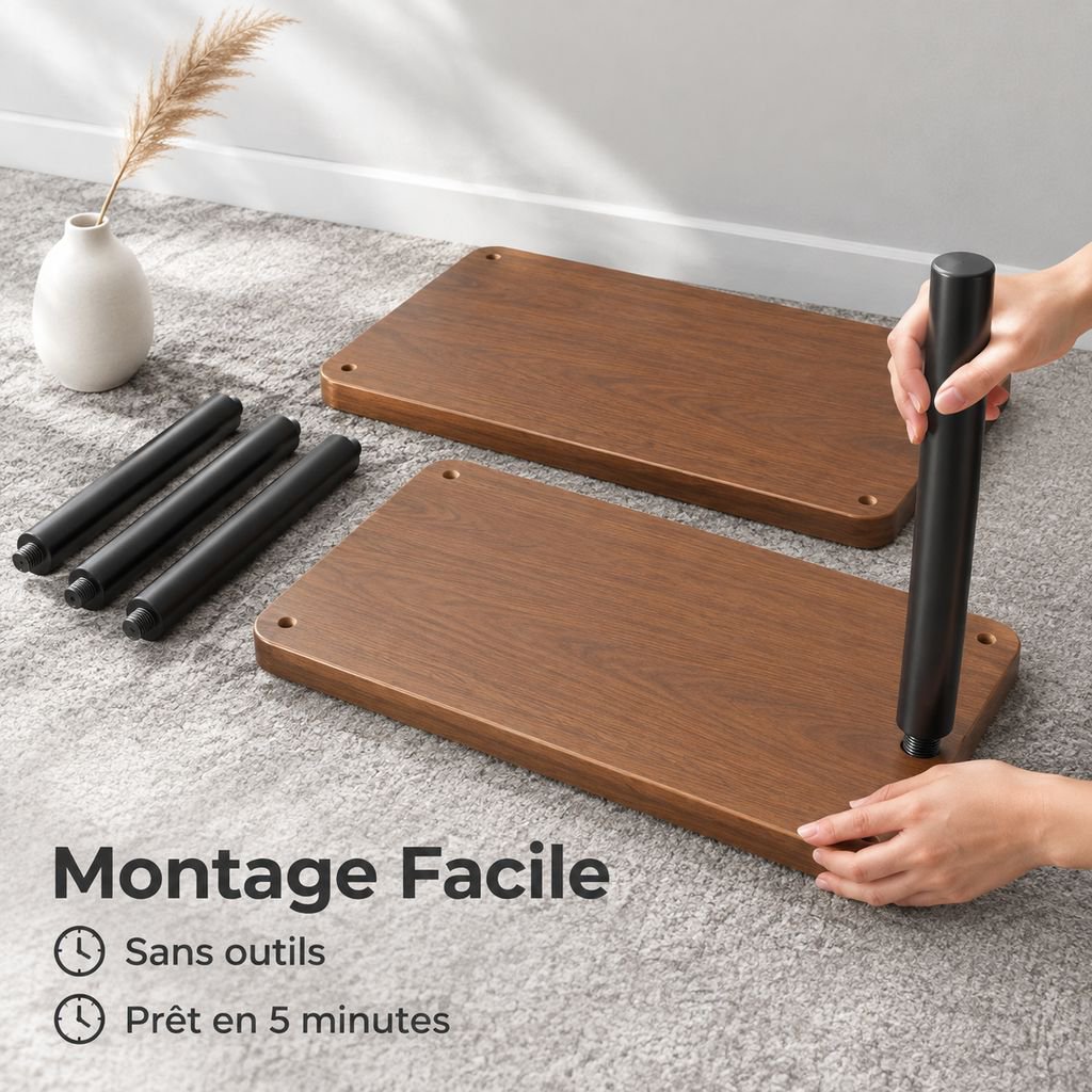 Petite Table Carrée Mobile Bout de Canapé Table Basse Salon avec Rangement