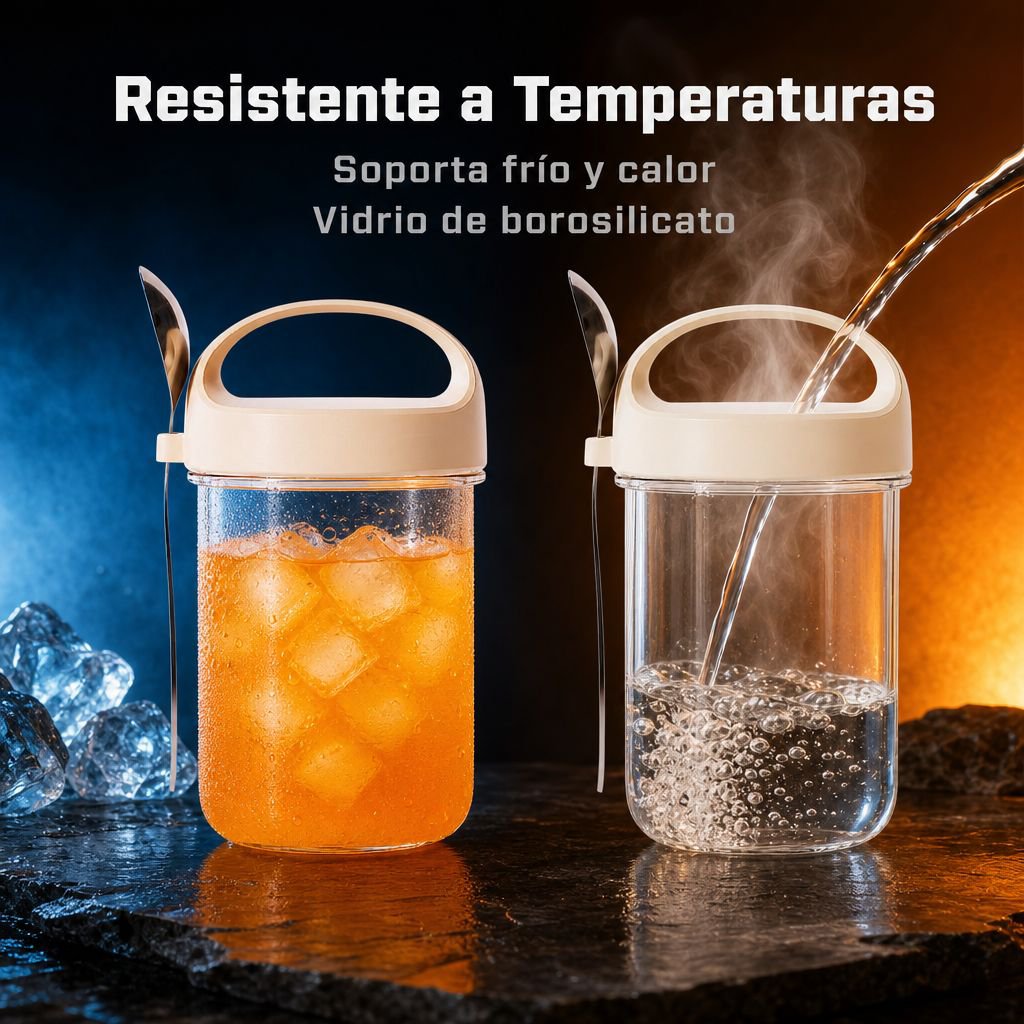 Vaso portátil para leche y cereales con cuchara, vaso sellado para yogur de desayuno
