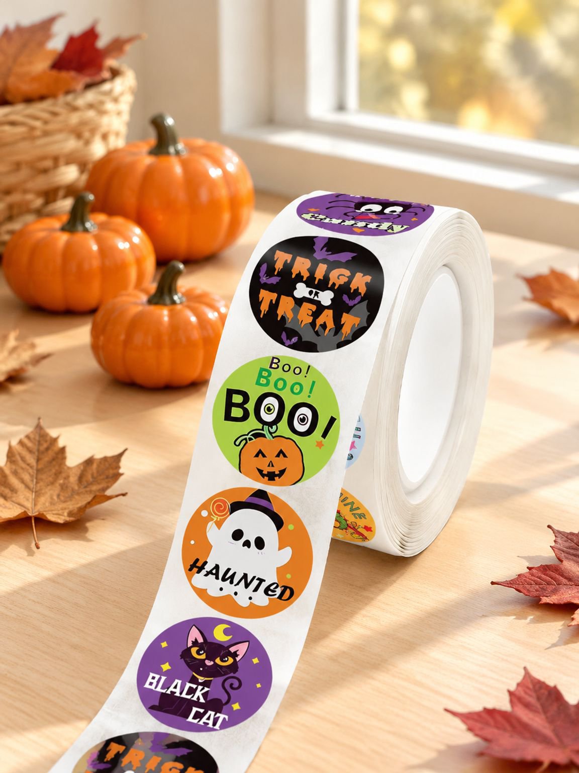 500 Halloween Sticker pro Rolle, Partyversiegelungsaufkleber für Kinder und Süßigkeitentüten