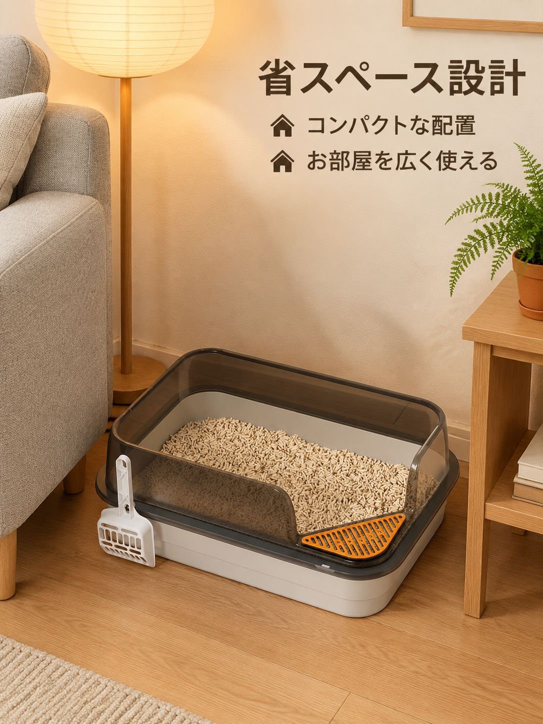 超大型セミクローズド防飛散猫用トイレ