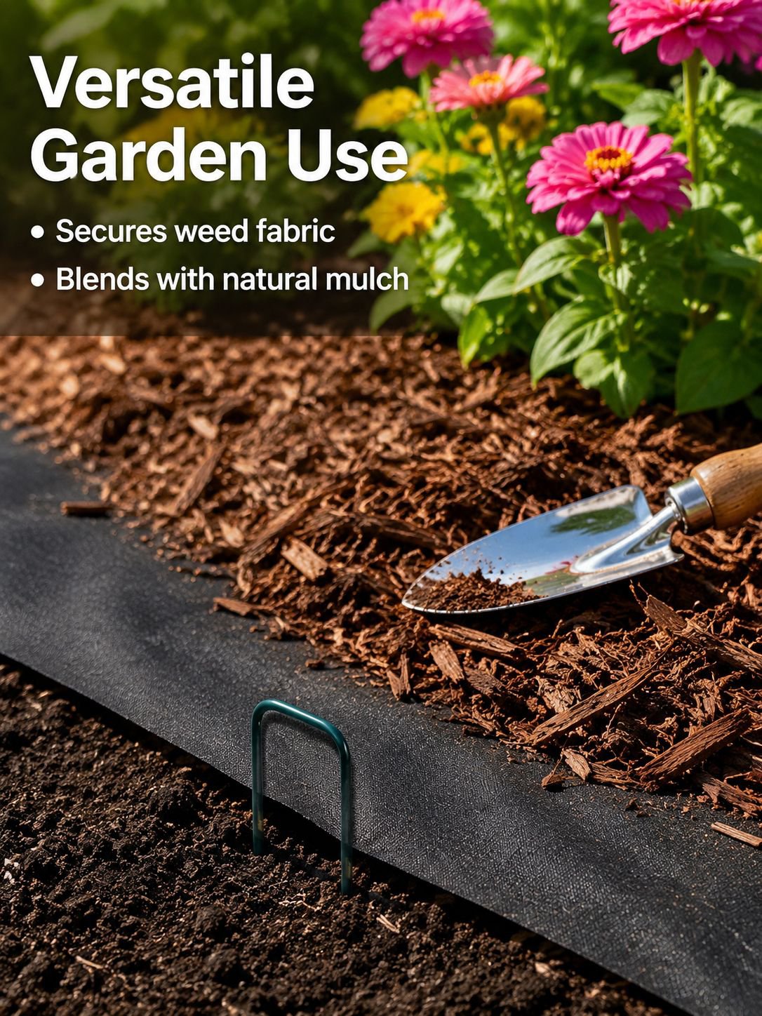 Easy-to-insert U-shaped pegs ensuring stability for landscape fabrics