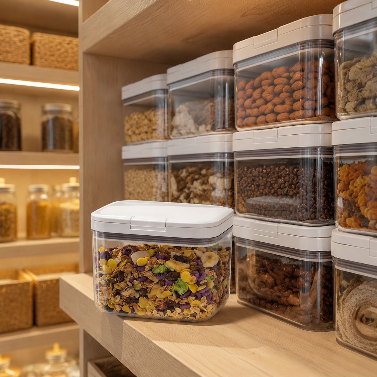 Durable plastic rice storage container for households
