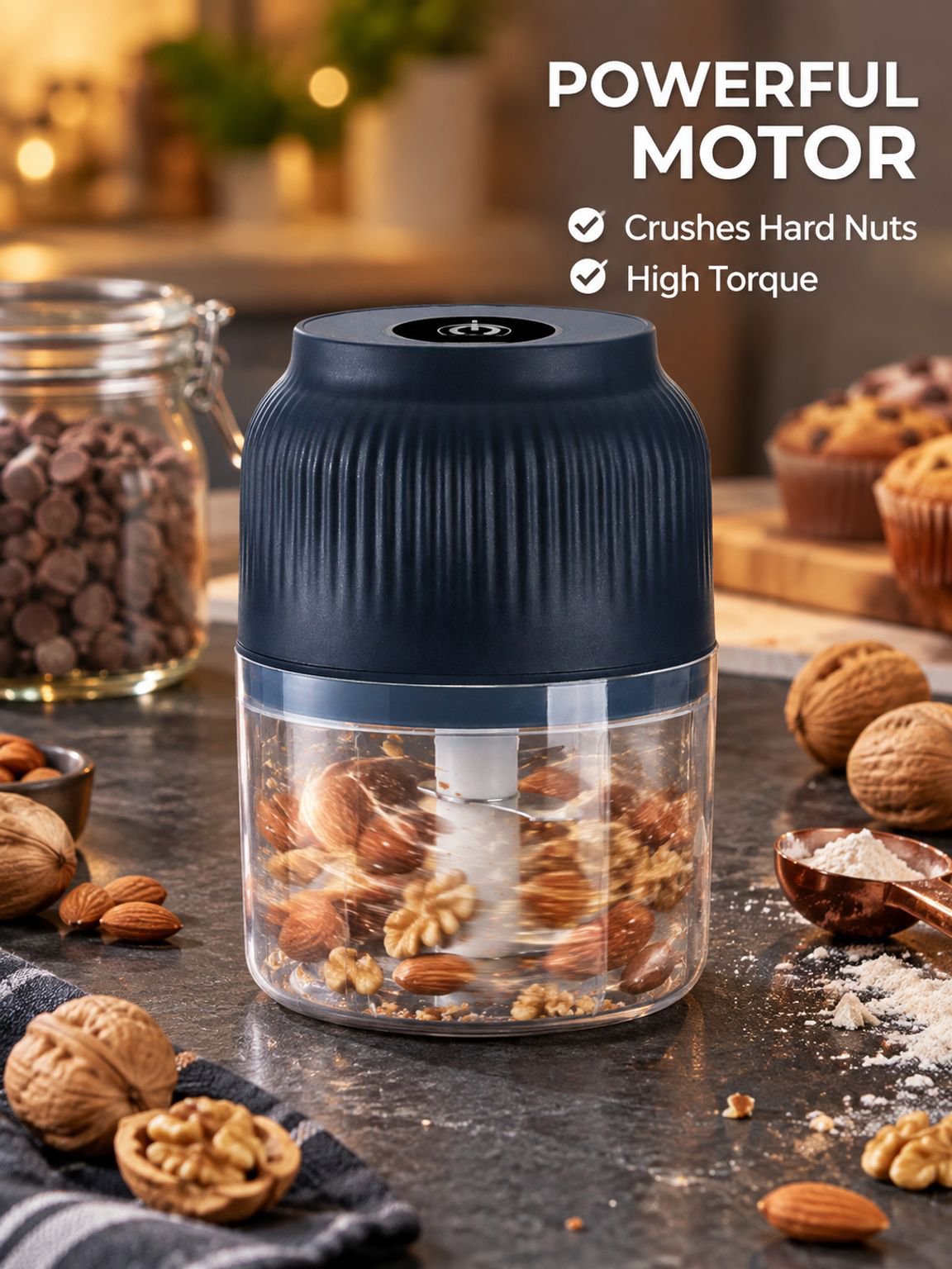 Multifunctional Cordless Electric Meat and Garlic Chopper