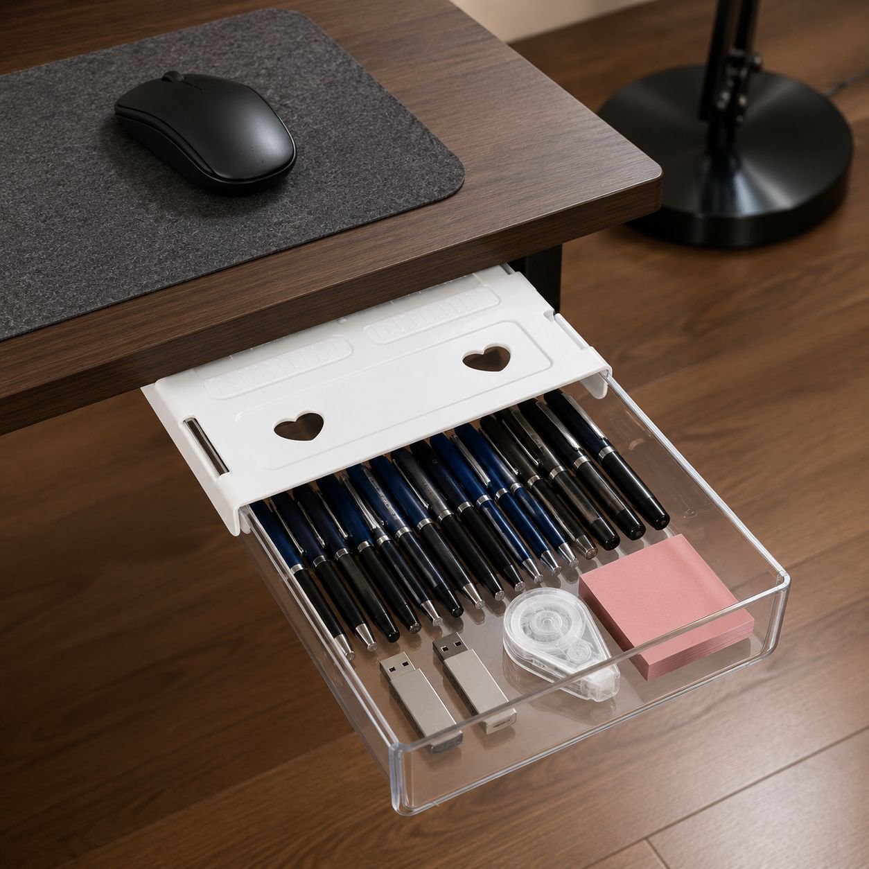 Stick-on Under Desk Storage Box, Office Invisible Drawer
