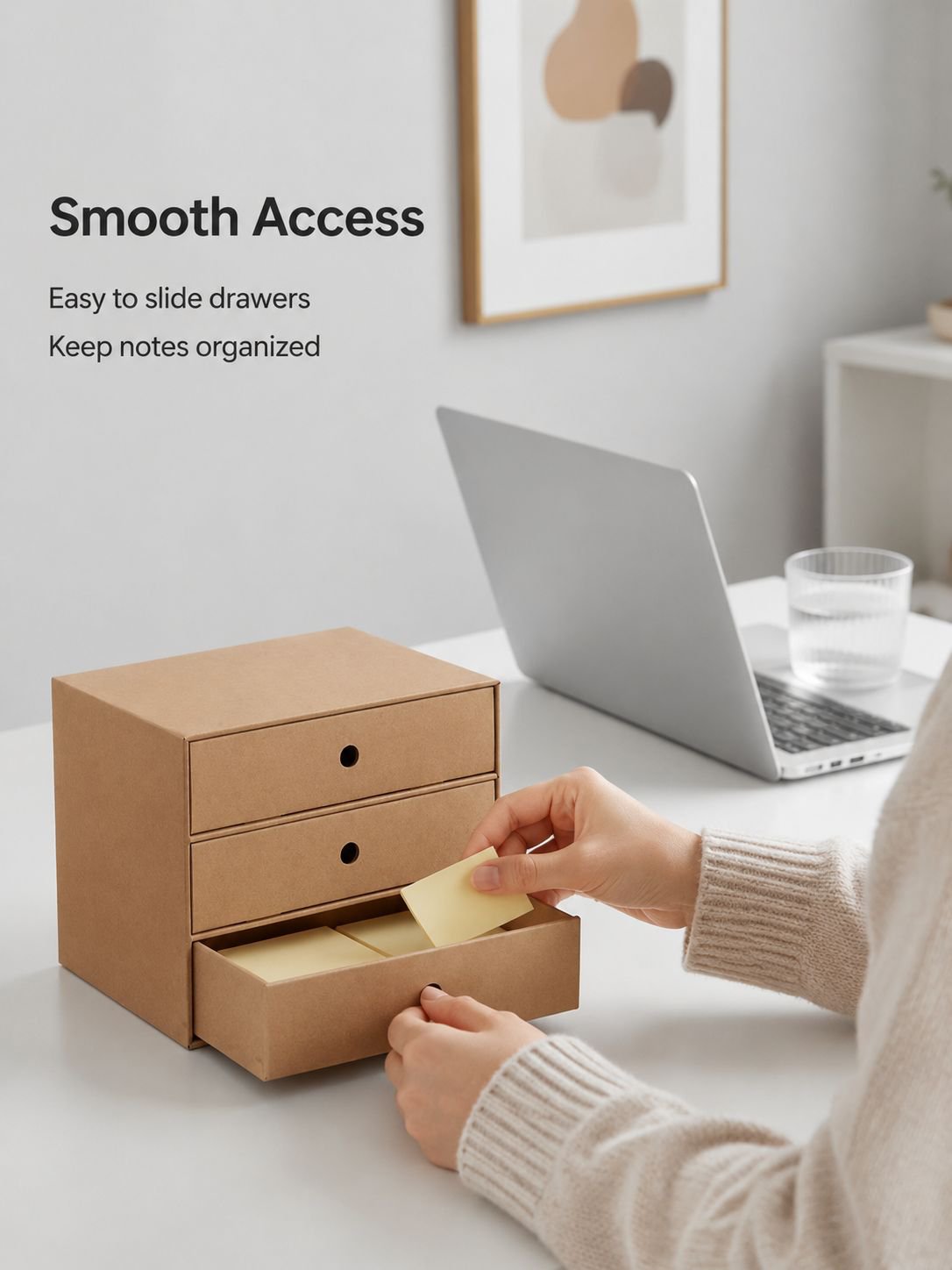Multifunctional organizer box on a home office desk