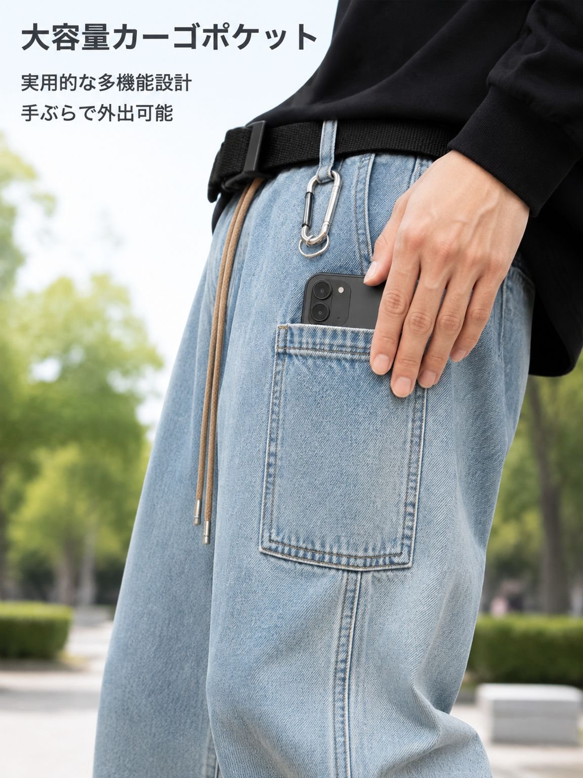 メンズワイドレッグカーゴジーンズ